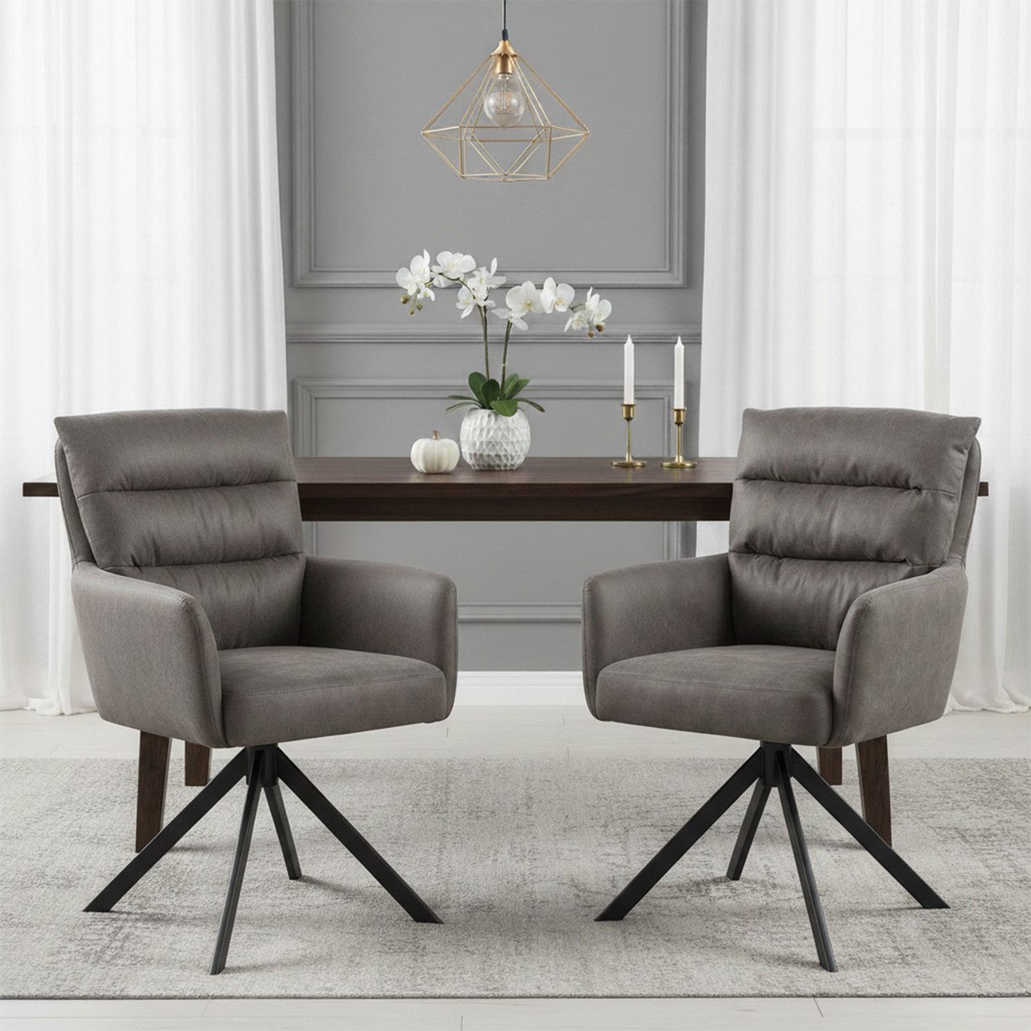 DUBI Möbel Polsterstuhl Mika-Alva, Federkern, pulverbeschichtet, 360° drehb günstig online kaufen