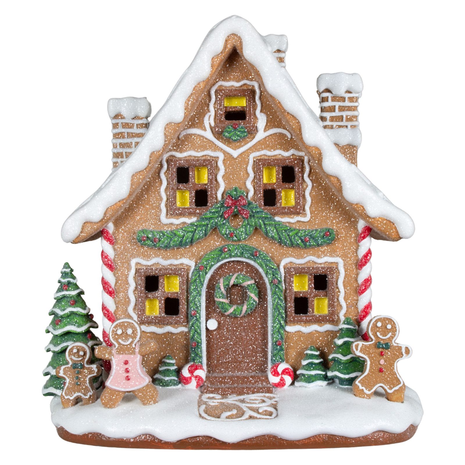 Christmas Paradise Weihnachtshaus LED Lebkuchenhaus 24cm, braun mit Lebkuchenfamilie – Bild 4 von 5