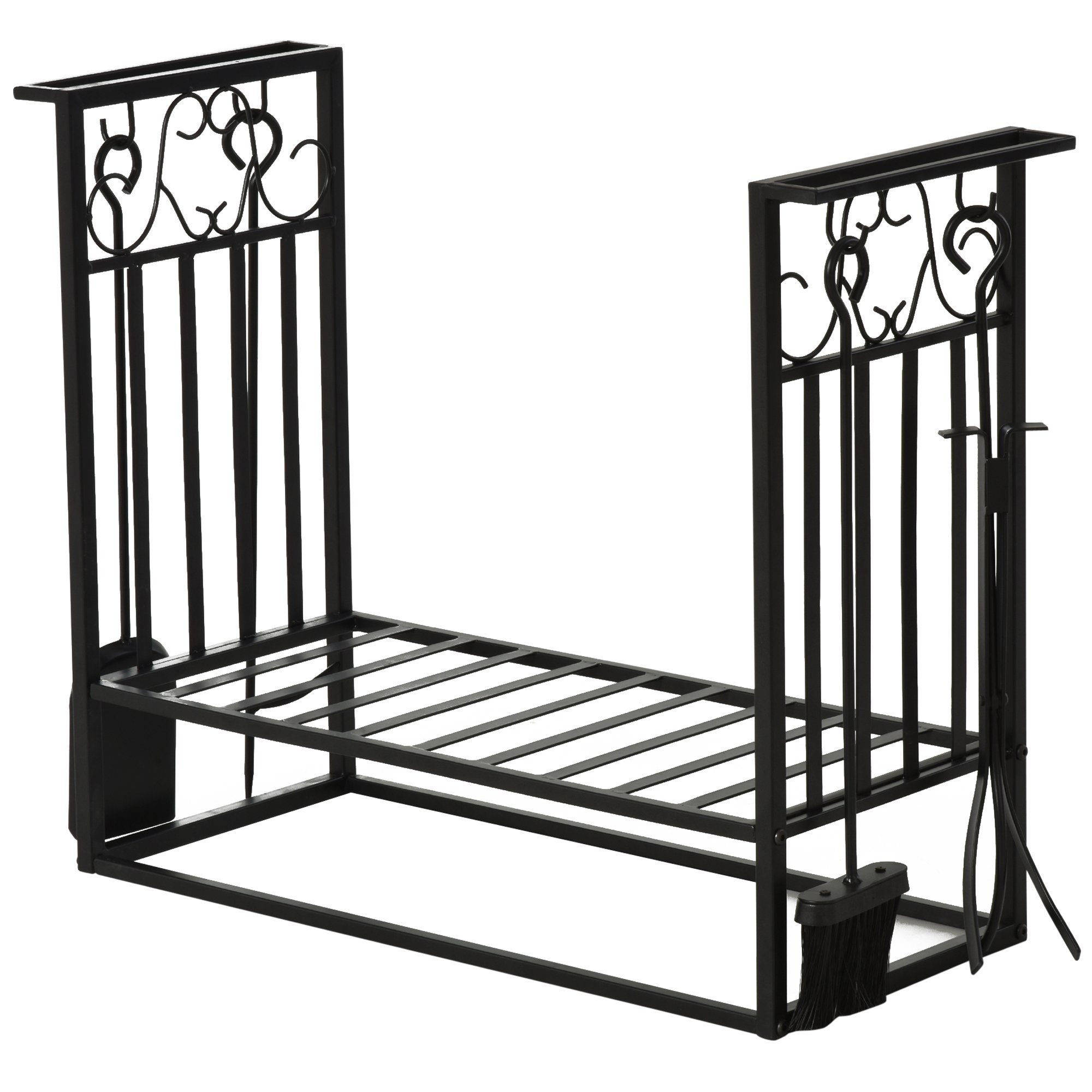 HOMCOM Kaminholzregal Kaminholzständer mit Kaminbesteck günstig online kaufen