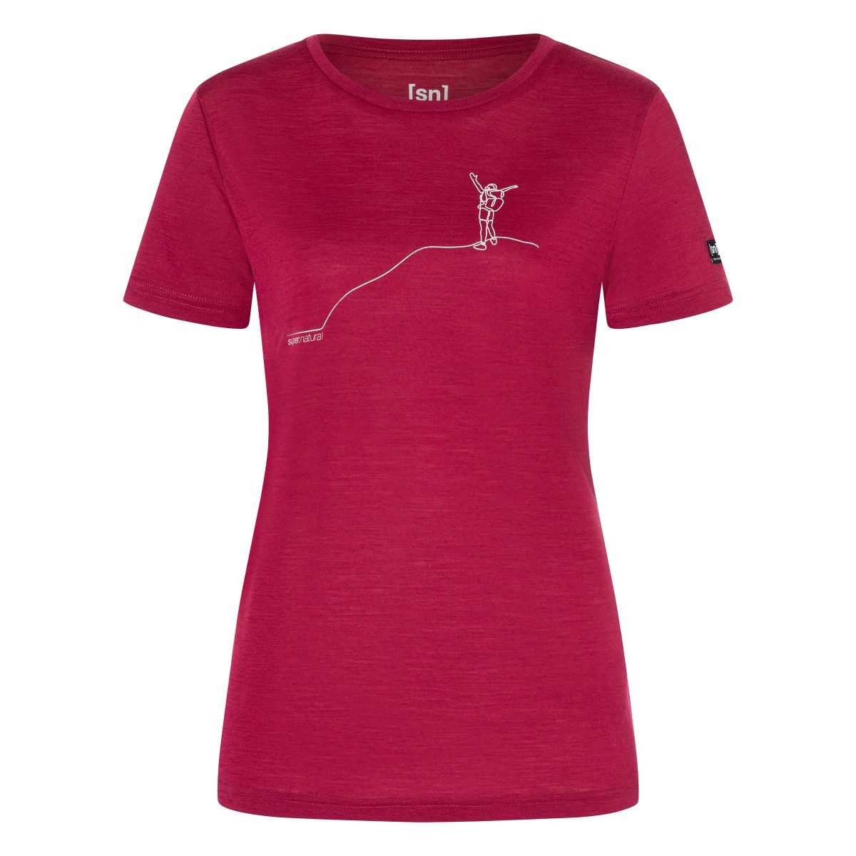 SUPER.NATURAL Kurzarmshirt W Bergglück Tee Bequemes und atmungsaktives Merino-T-Shirt mit Berg-Print, ideal für