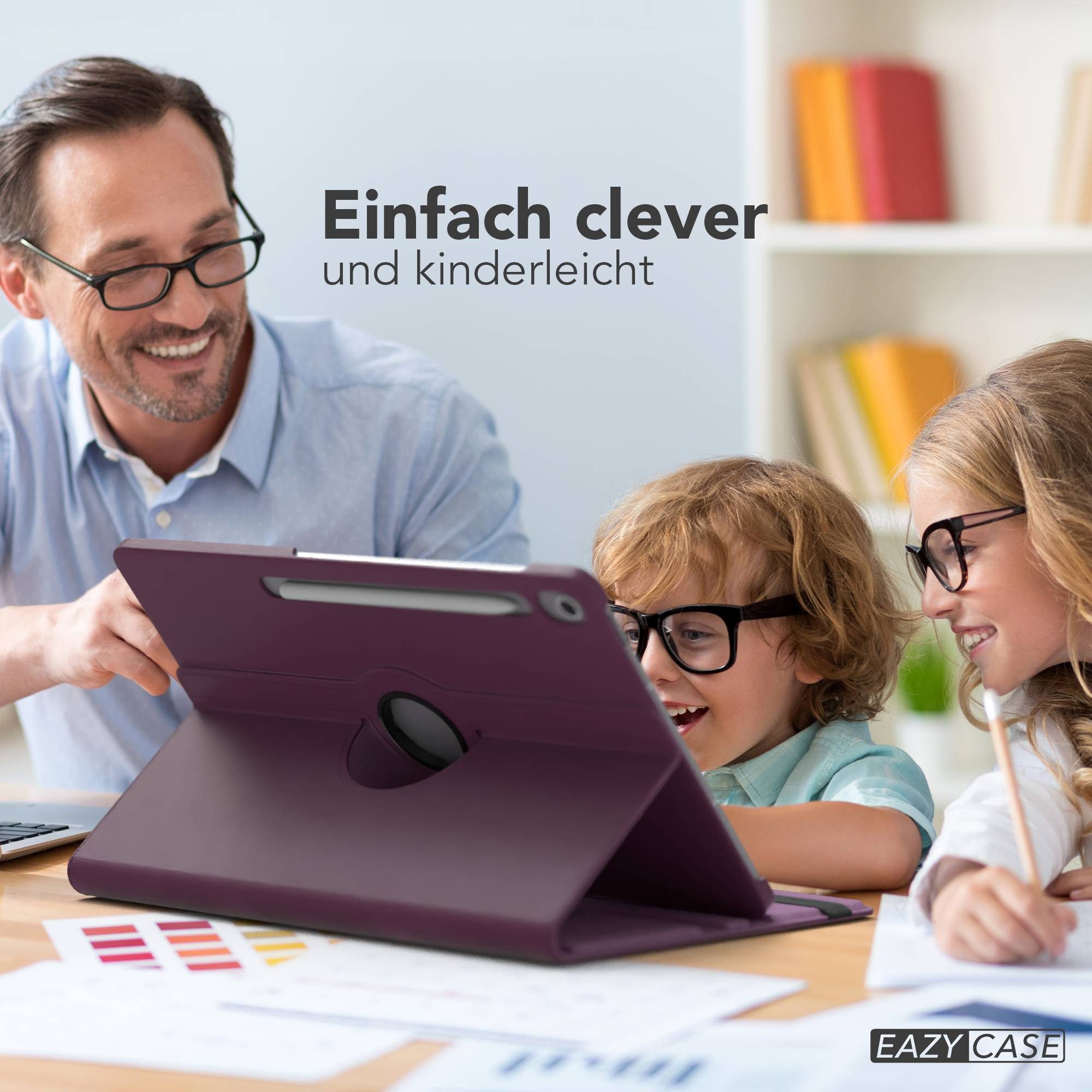 EAZY CASE Tablet-Hülle Rotation Case für Galaxy Tab S10 FE Plus 13,1 Zoll, Tablet-Hülle Bookstyle Case Fullcover Schutz Tasche Stehfunktion Lila
