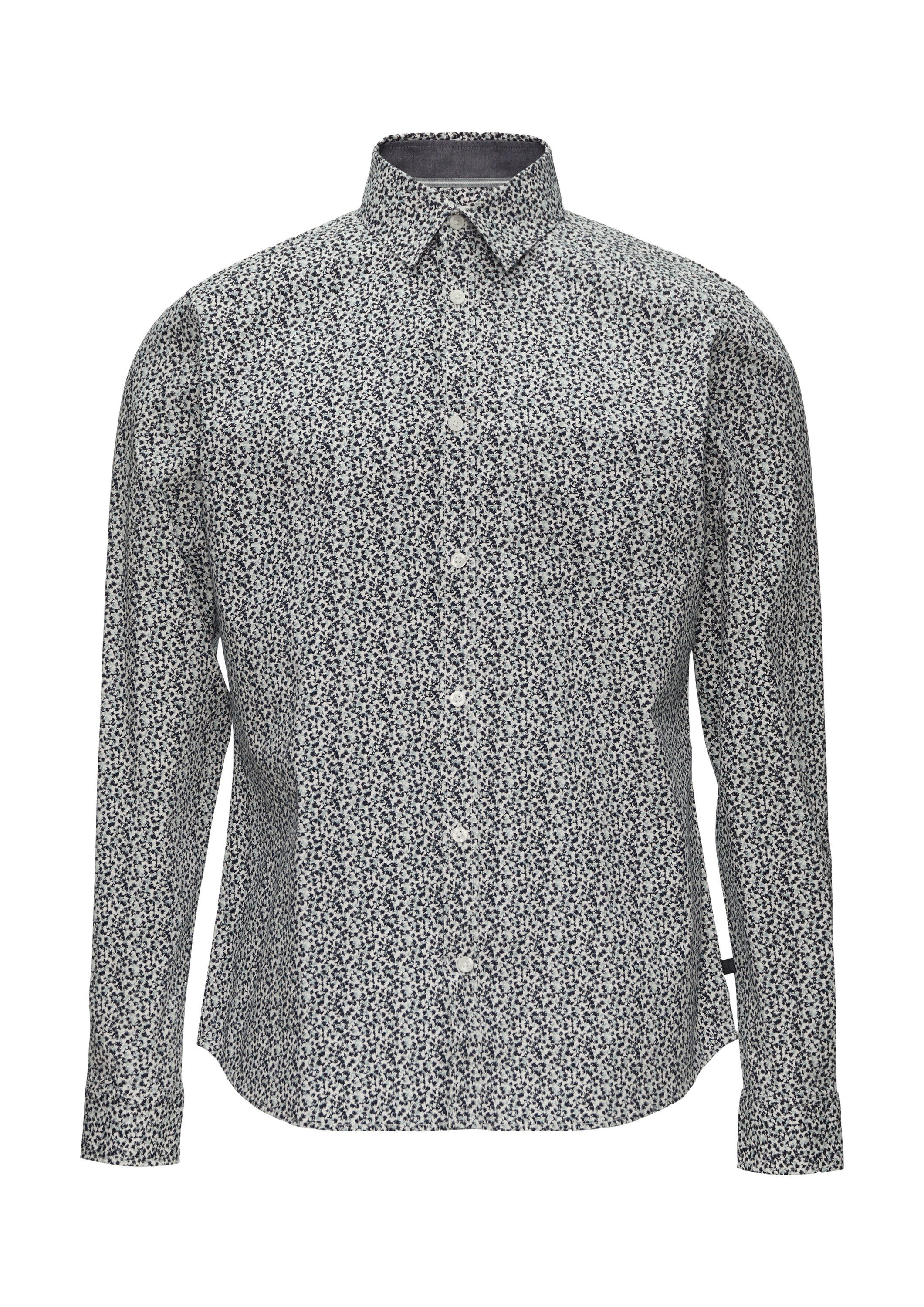 s.Oliver Langarmhemd Hemd Slim Fit: Gemustertes Hemd mit Kentkragen