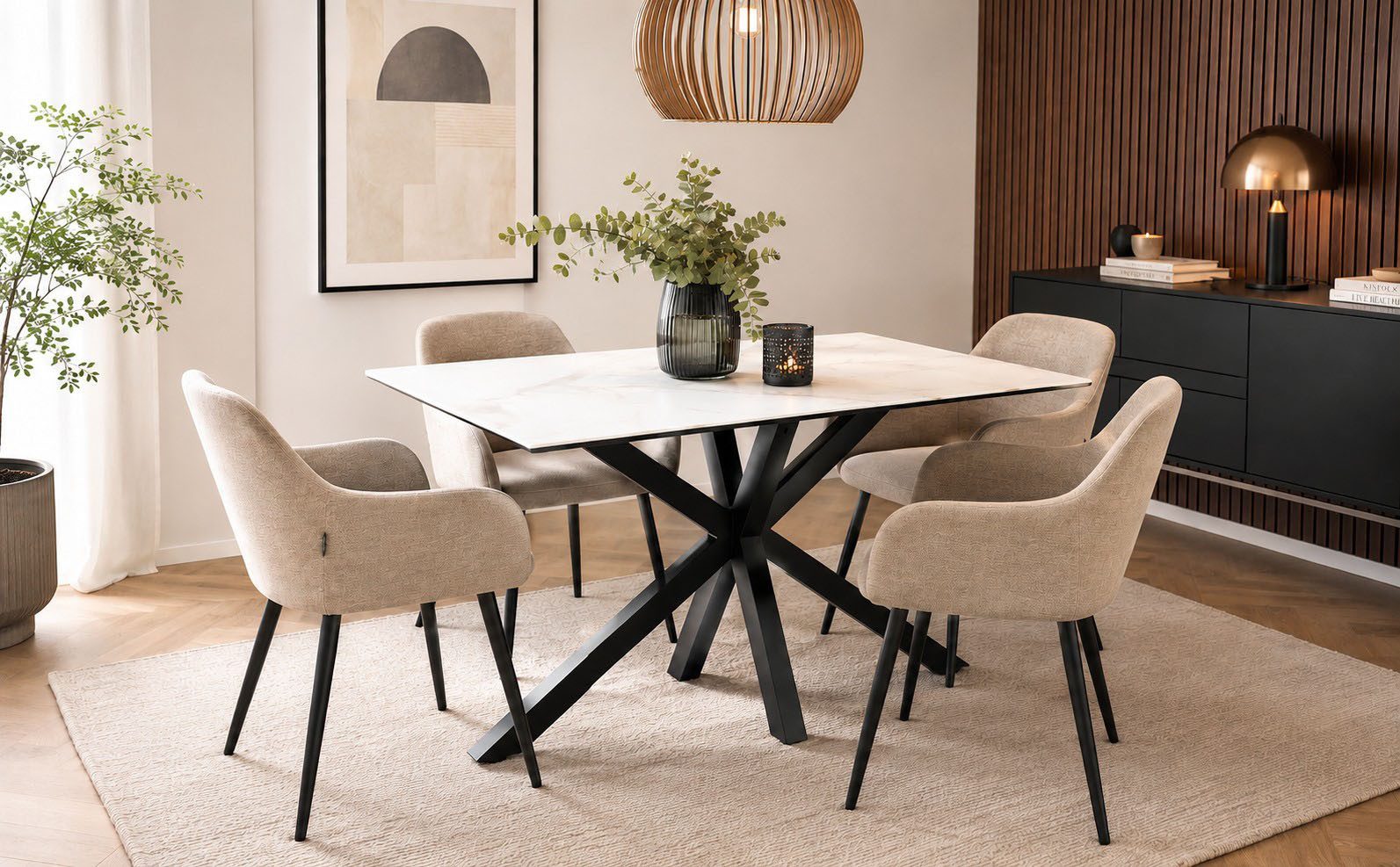 ACTONA GROUP Esstisch Heaven mit Keramikplatte & stabilem Stahlgestell, mehrere Varianten (Breite: 135, 160 und 200 cm), Pflegeleichter Design-Esstisch – robust, stilvoll & langlebig