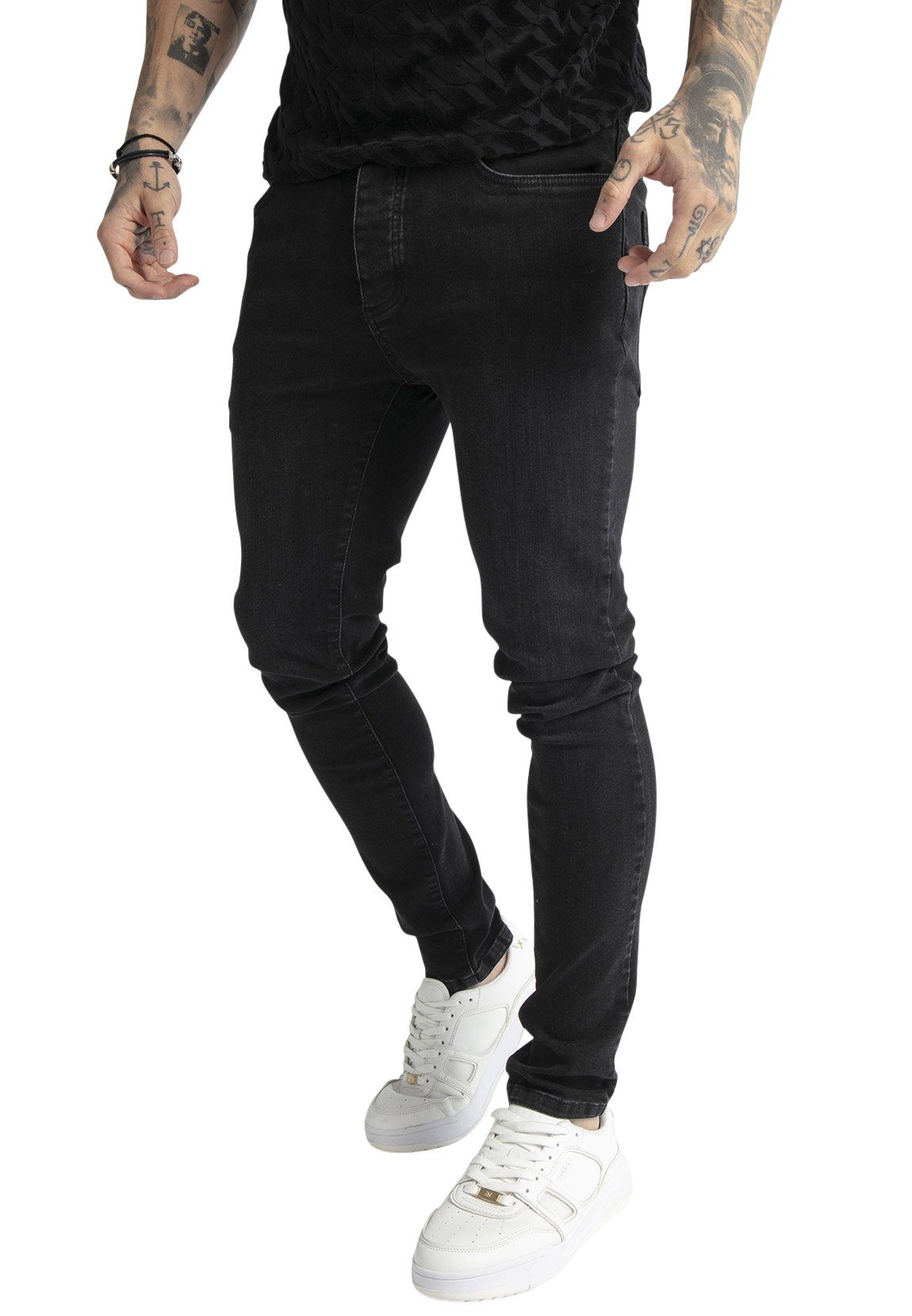 Herren Bekleidung Jeans Enge Jeans H&M Denim Slim Jeans in Schwarz für Herren 