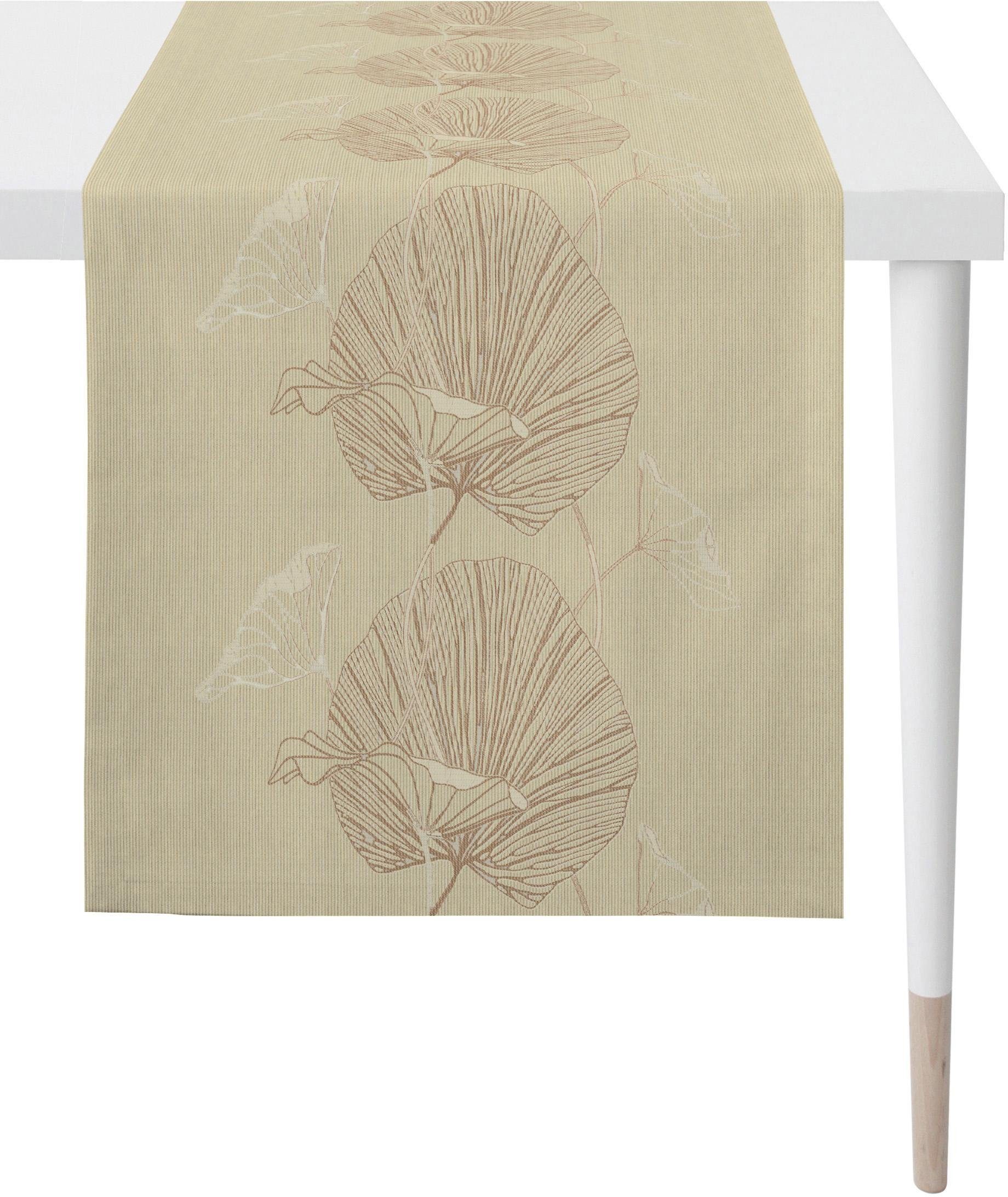 APELT Tischläufer Nora - Herbstzeit, Jacquard, Herbstdeko, Herbst (1-tlg), Fleckschutz natur/beige/braun