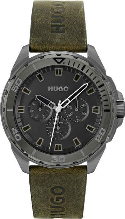 HUGO Multifunktionsuhr #FRESH, 1530286, Quarzuhr, Armbanduhr, Herrenuhr, Datum, 12/24-Stunden-Anzeige