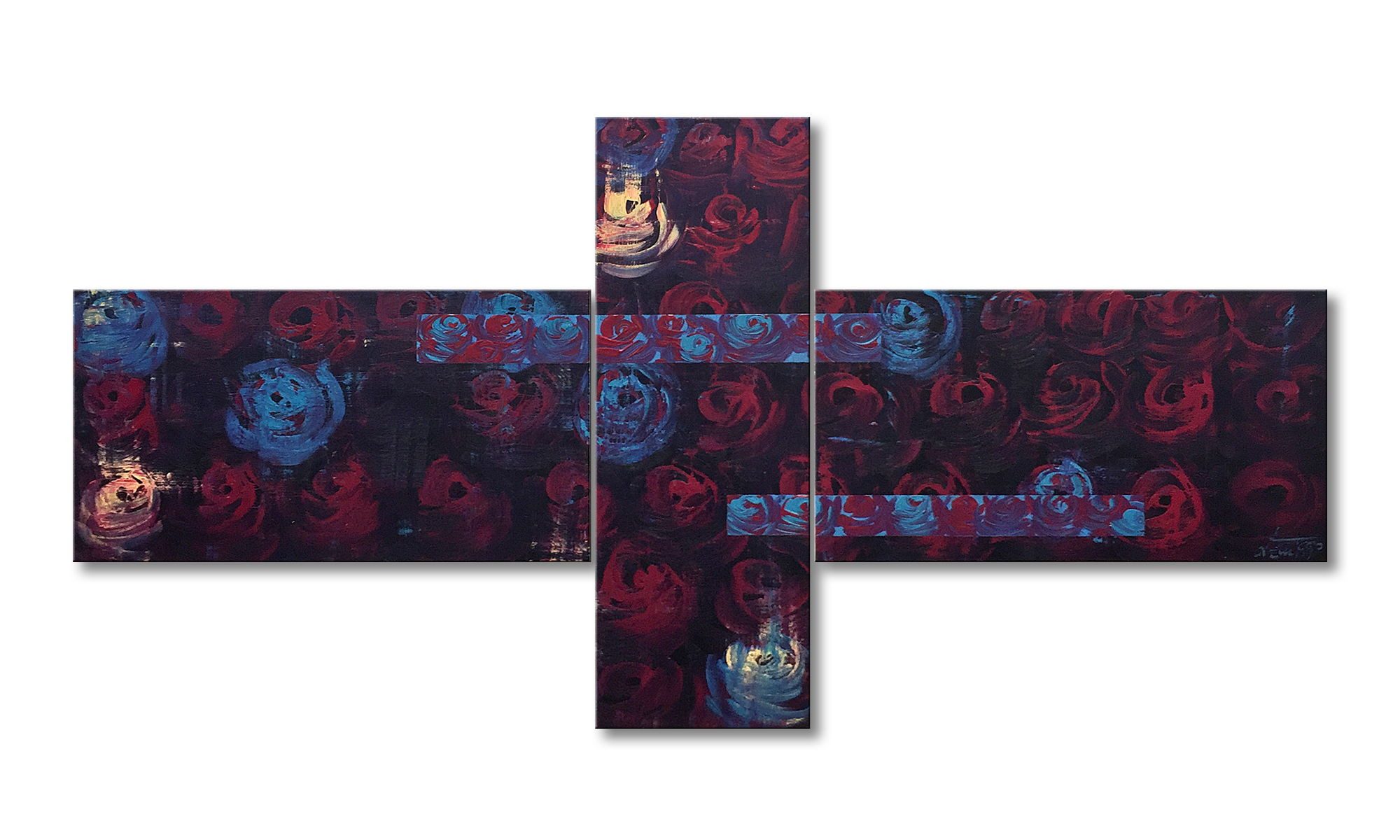 WandbilderXXL Gemälde Night Of Roses 170 x 90 cm, Abstraktes Gemälde, handgemaltes Unikat