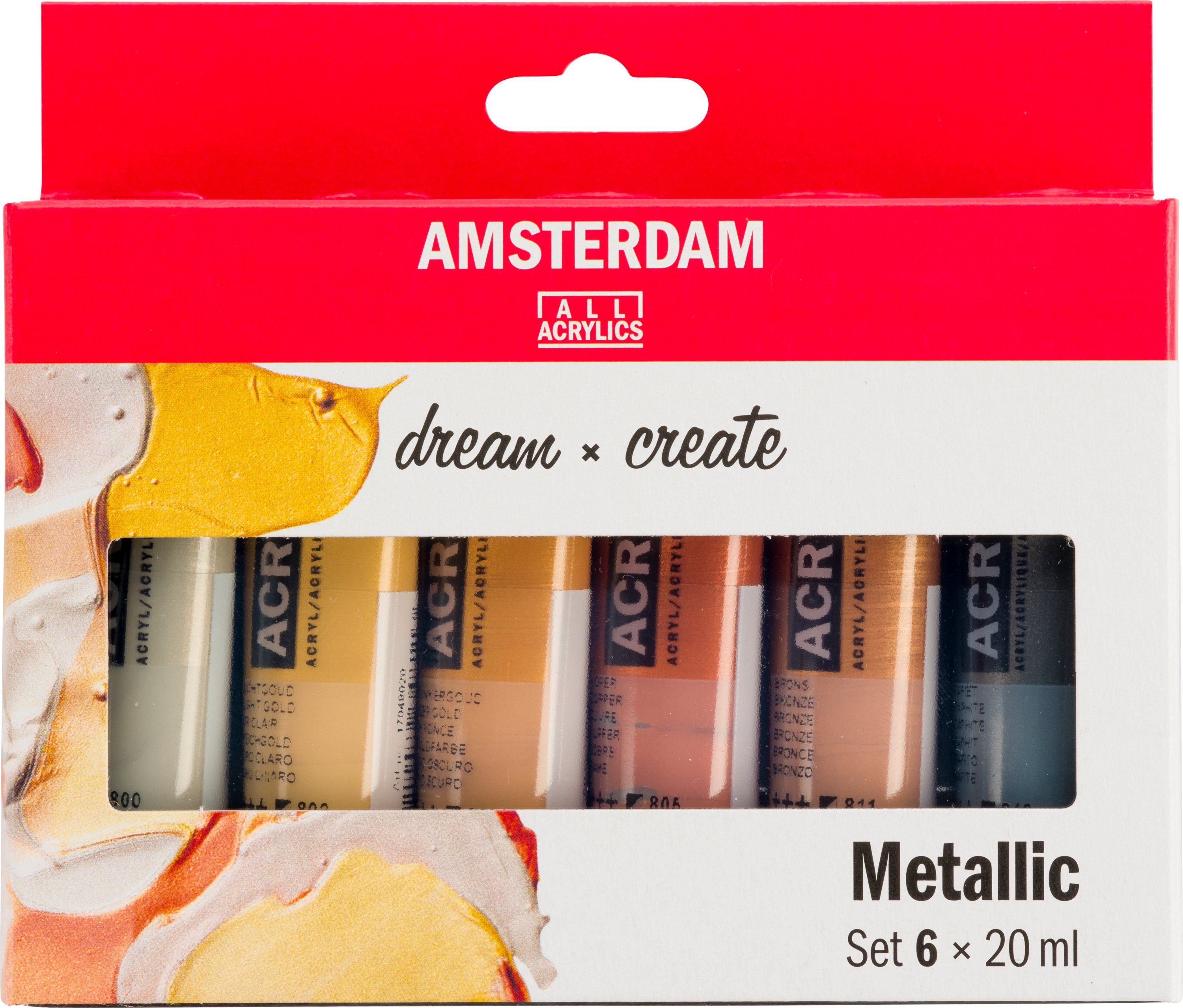 Talens Acrylfarbe AMSTERDAM Акрил-Set Metallic, 6 x 20 ml