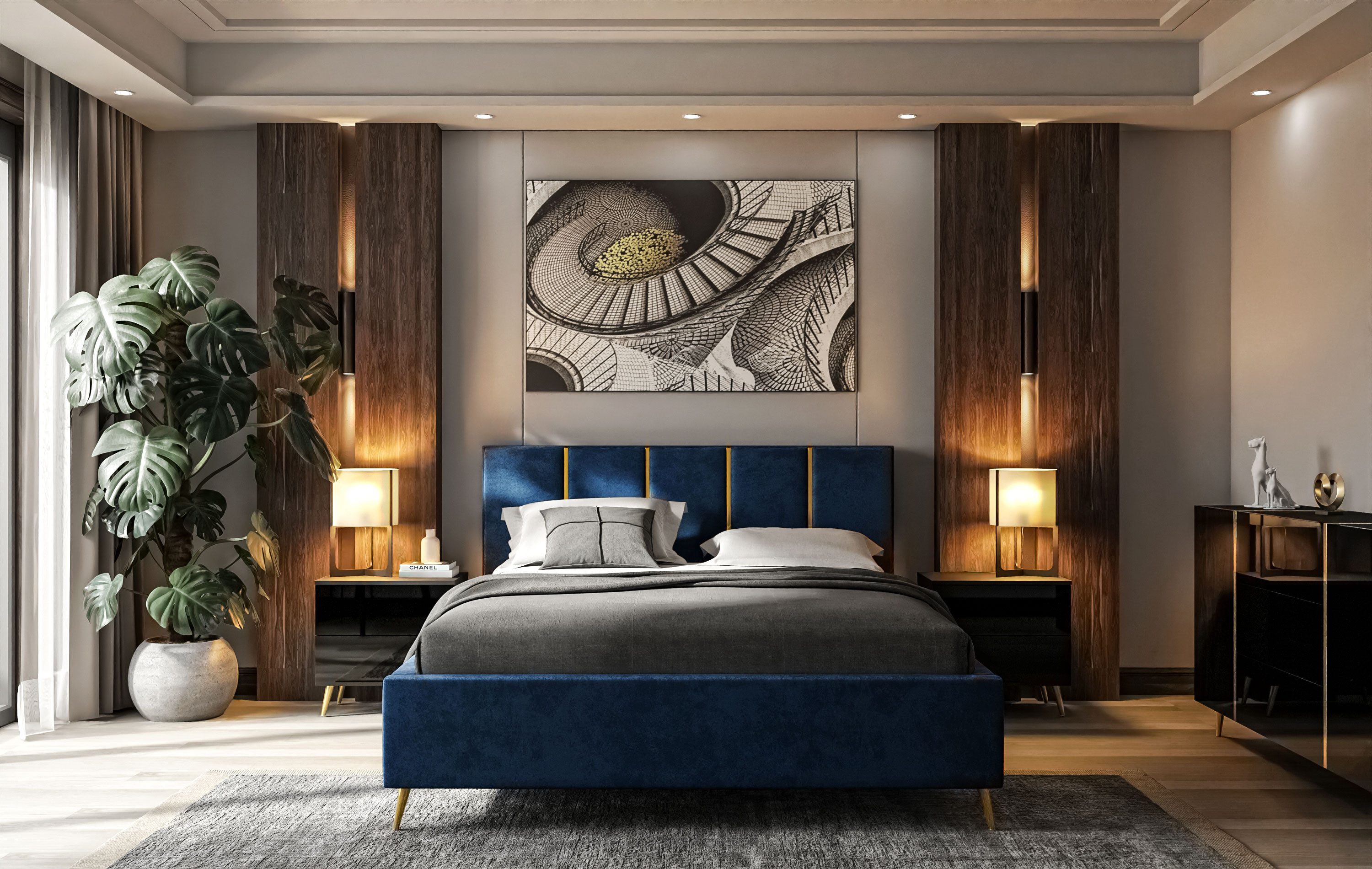 Lookway Polsterbett TIFFANY mit Bettkasten und 105 cm hohem Kopfteil (Bett mit Metallgestell), gepolsterts Kopfteil