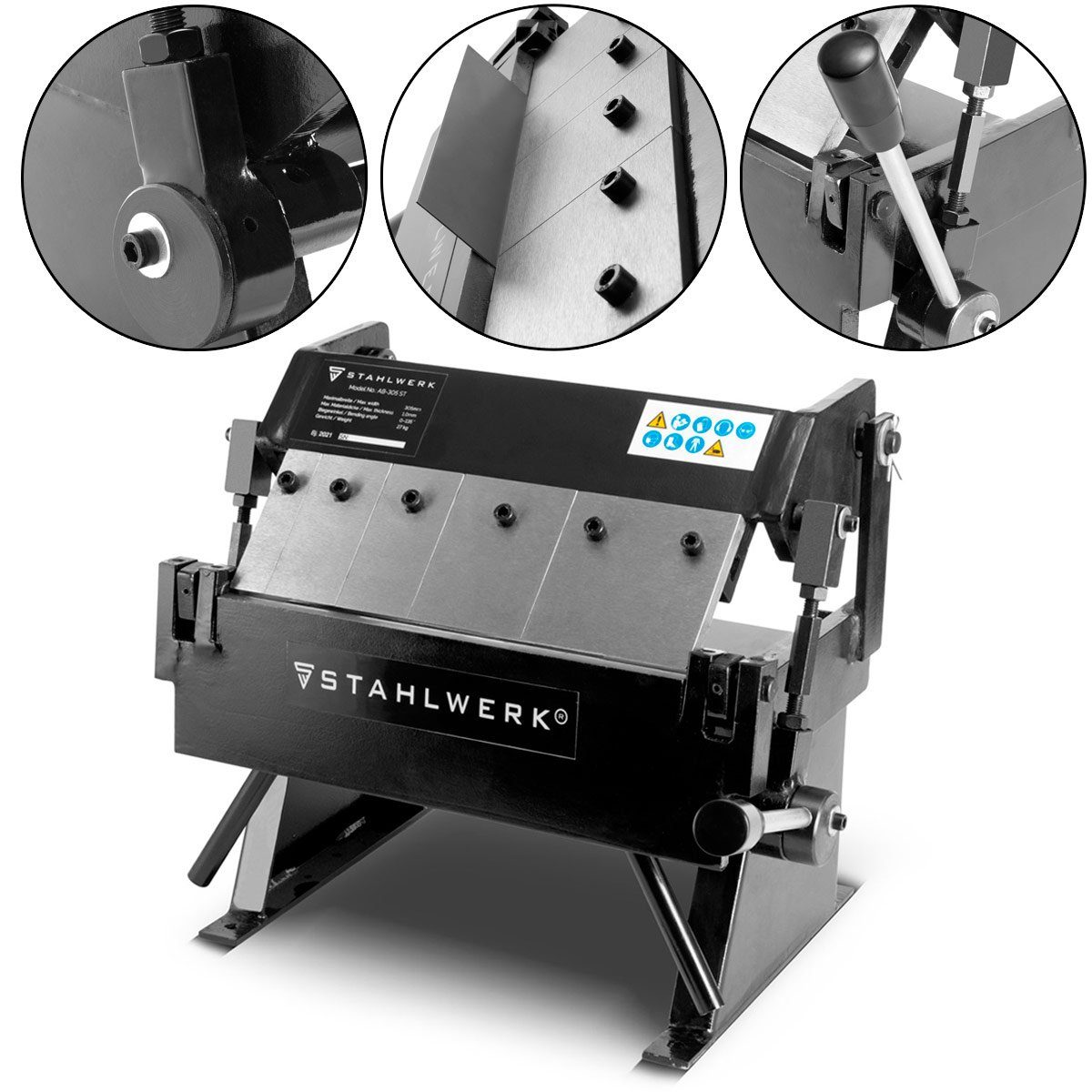 STAHLWERK Bördelgerät MIG MAG 160 M Vollsynergisch - Vollausstattung, B: 47,5 cm, L: 36,5 cm, (Set, 6-tlg., Set), Spezielle Klemm-Mechanik