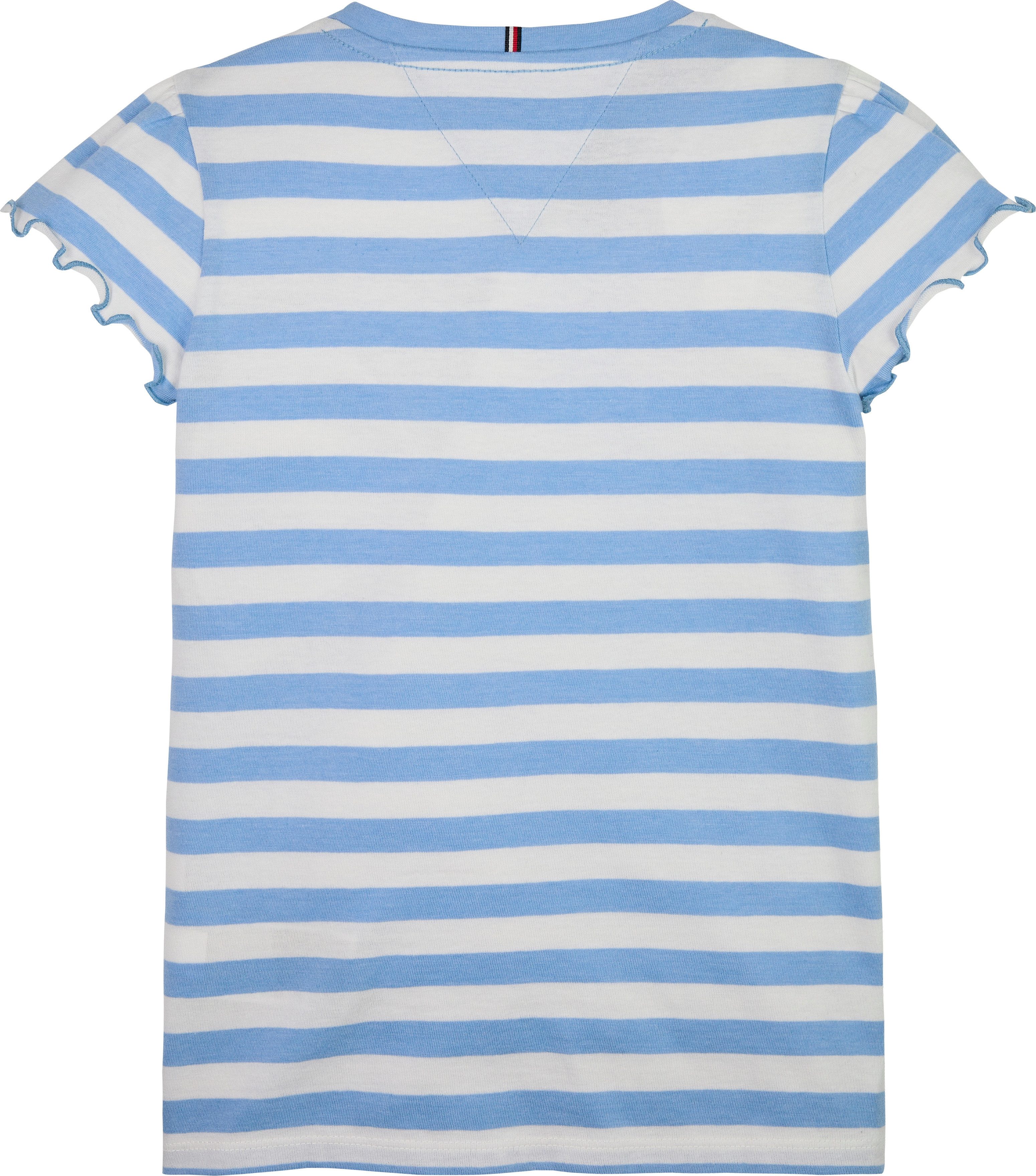 Tommy Hilfiger T-Shirt ESSENTIAL STRIPE RUFFLE TOP SS für Kinder bis 16 Jahre, mit gewellter Kante