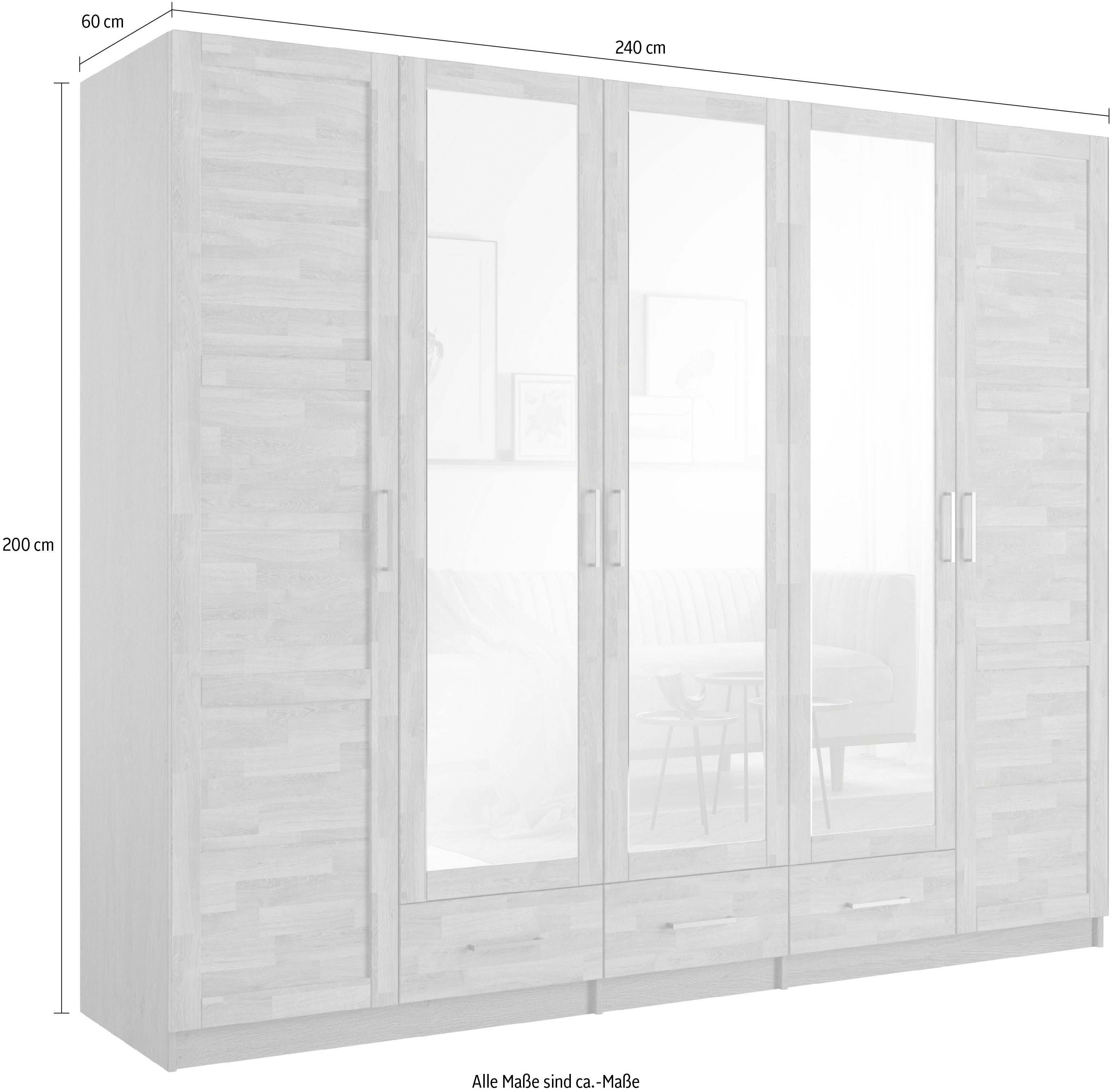 OTTO home Kleiderschrank Sabrina, natürlicher Landhausstil, mit Innenausstattung Spiegel und Schubladen, teilmassiv,Buche oder Eiche, FSC-zertifiziert – Bild 5 von 5