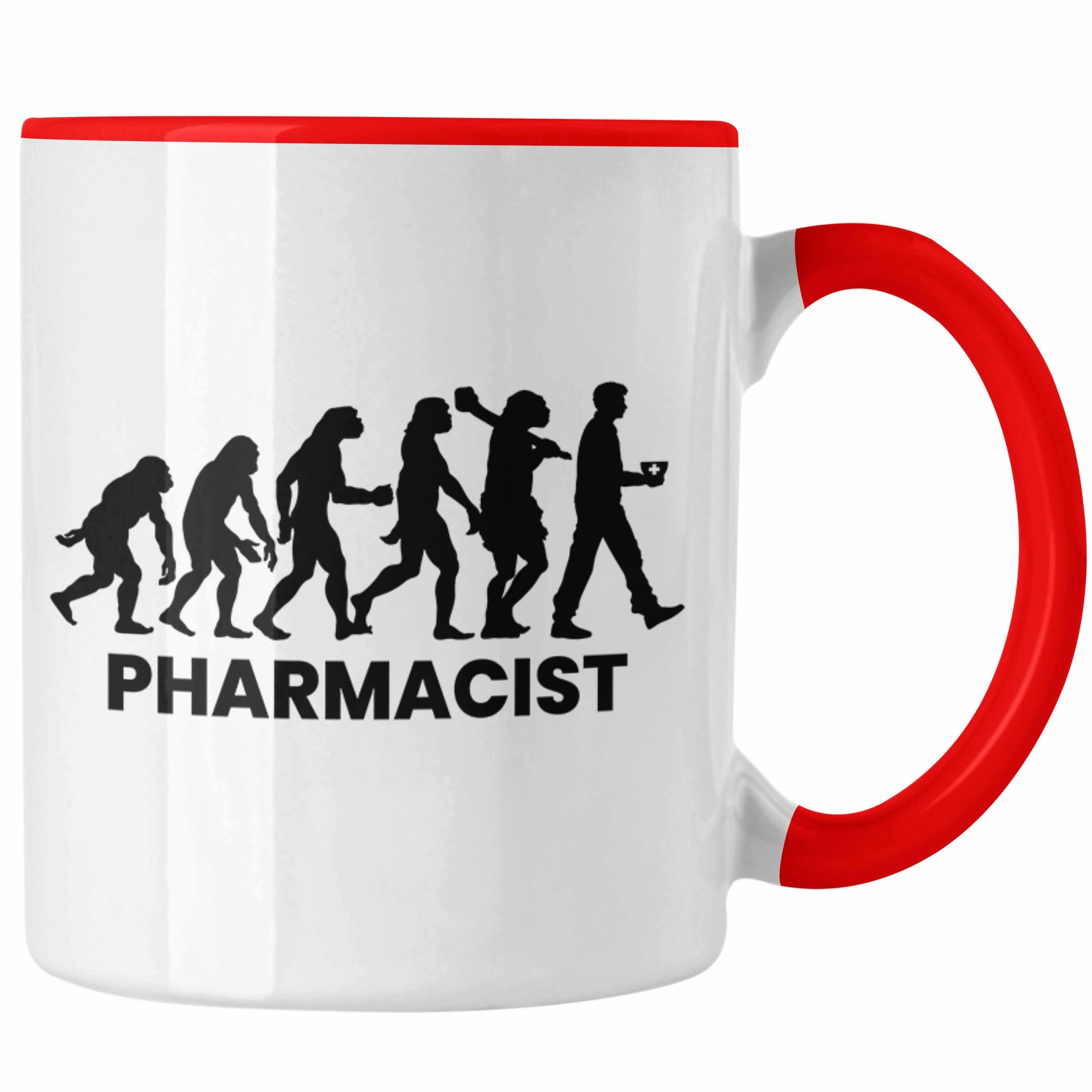 Trendation Tasse Rot Apotheker - Geschenk Trendation Kaffeetasse Tasse Evolution Apothekerin Geschenkidee