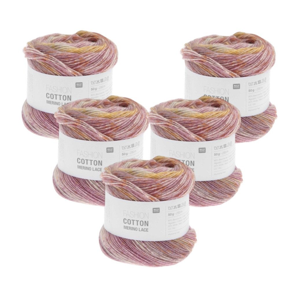 Rico Design 5 x Rico Design Fashion Cotton Merino Lace Häkelwolle