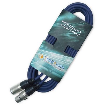 keepdrum DMX-Kabel 2er Set Elektro-Kabel, 3-pol XLR Stecker, zu XLR-Buchse (15 cm), 1x Rot 1x Blau