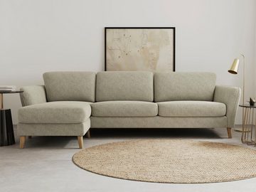 Home affaire Ecksofa MARSEILLE (279/152cm), Recamiere rechts/links wählbar, Massivholzbeine aus Eiche, in verschieden Bezügen und Farbvarianten