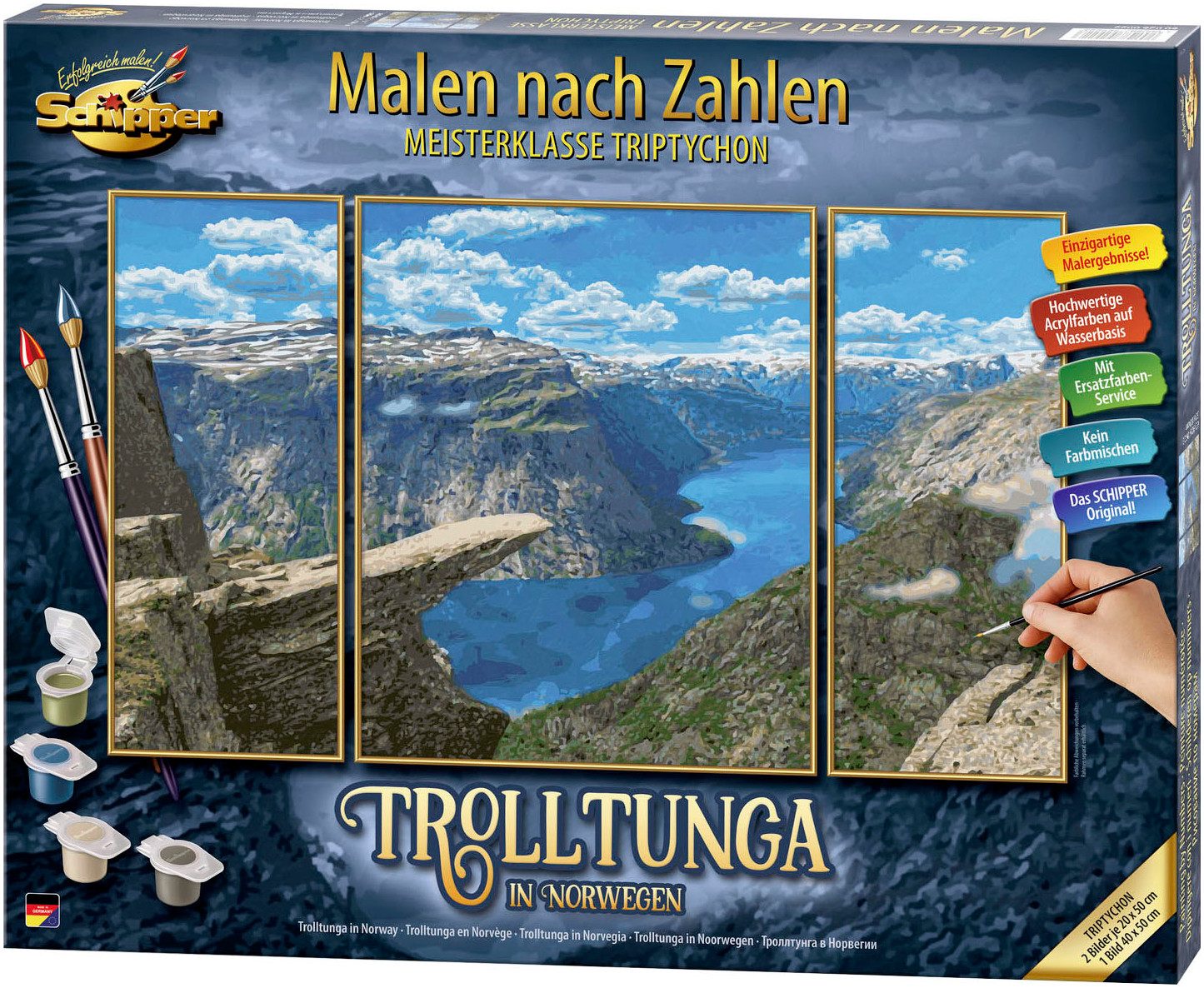 Thumbnail - Schipper Malen nach Zahlen Meisterklasse Triptychon, Trolltunga in Norwegen, Made in Germany