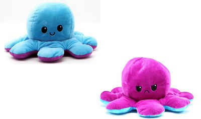 soma Kuscheltier Oktopus Reversible Rainbow Kuscheltier Wende Plüschtier Octopus groß 2, Super weicher Plüsch Stofftier Kuscheltier für Kinder zum spielen