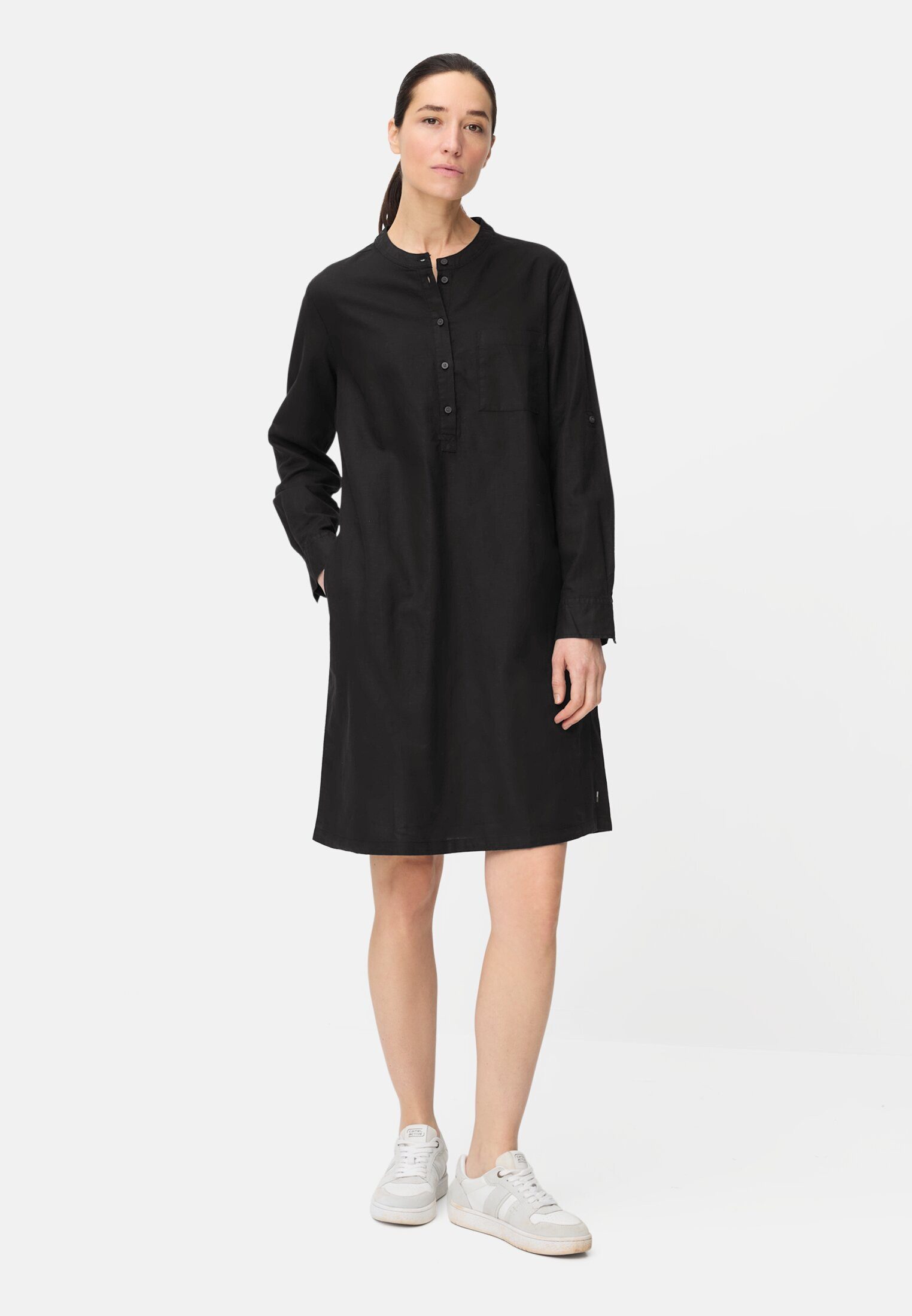 camel active Sommerkleid mit Stehkragen Langarm