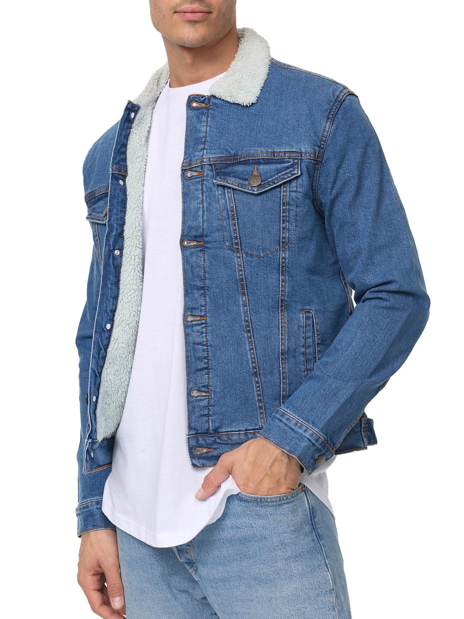 Tazzio Jeansjacke A400 Jeans Jacke mit Fellkragen blau