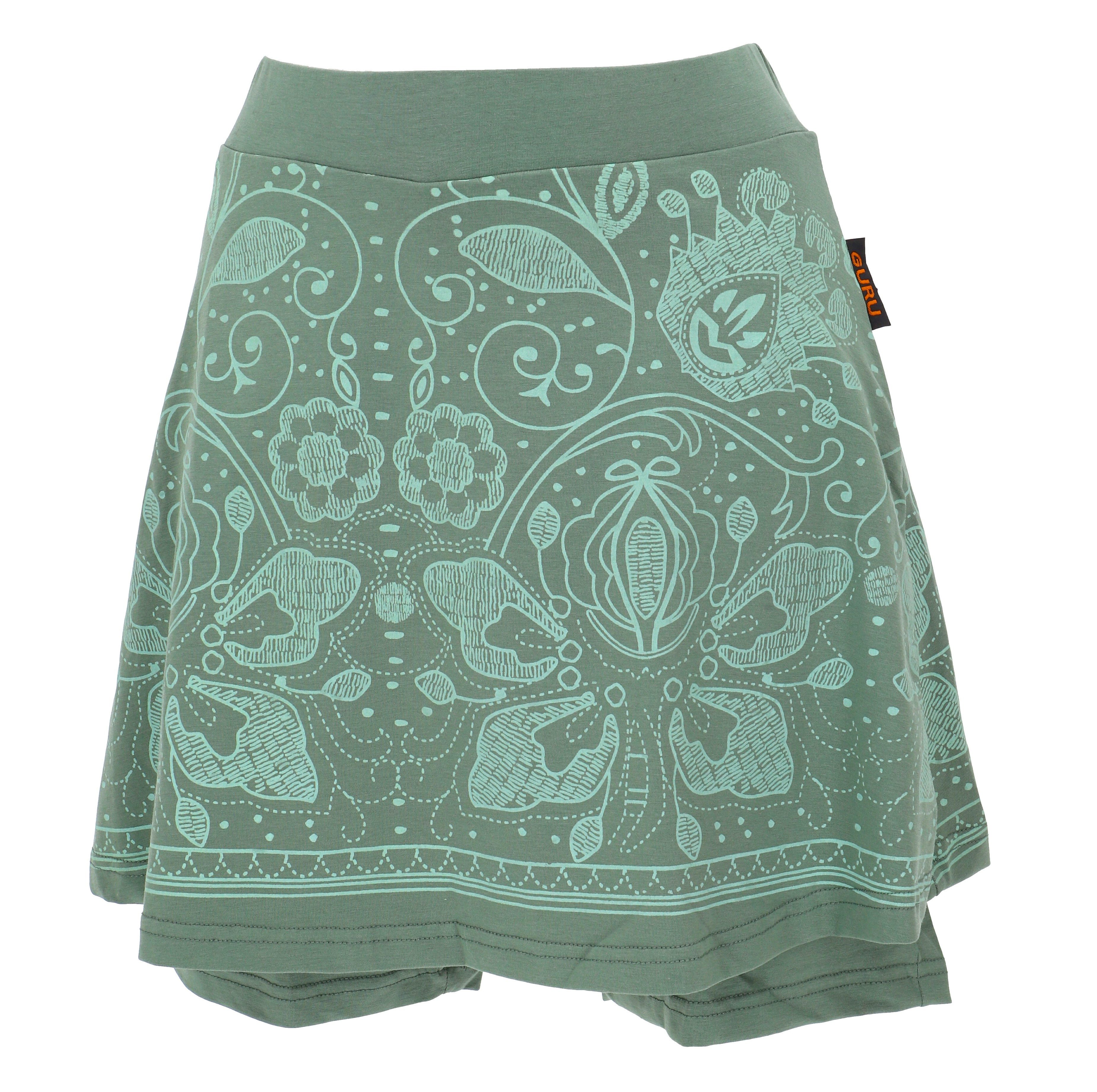 Guru-Shop Minirock Minirock, Skort aus Biobaumwolle, Minirock mit..