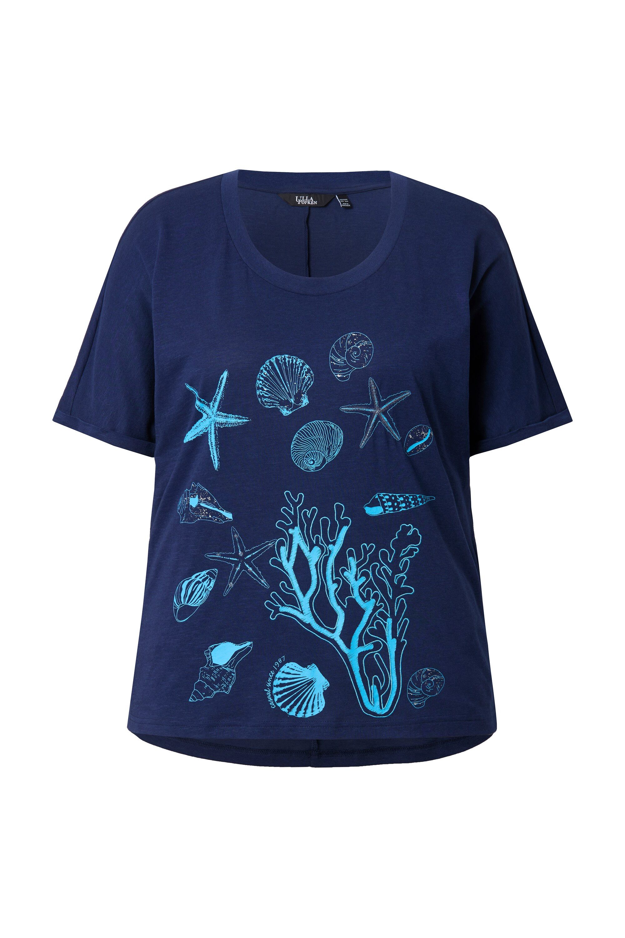 Ulla Popken T-Shirt T-Shirt Meerestiere Oversized Rundhals Halbarm günstig online kaufen