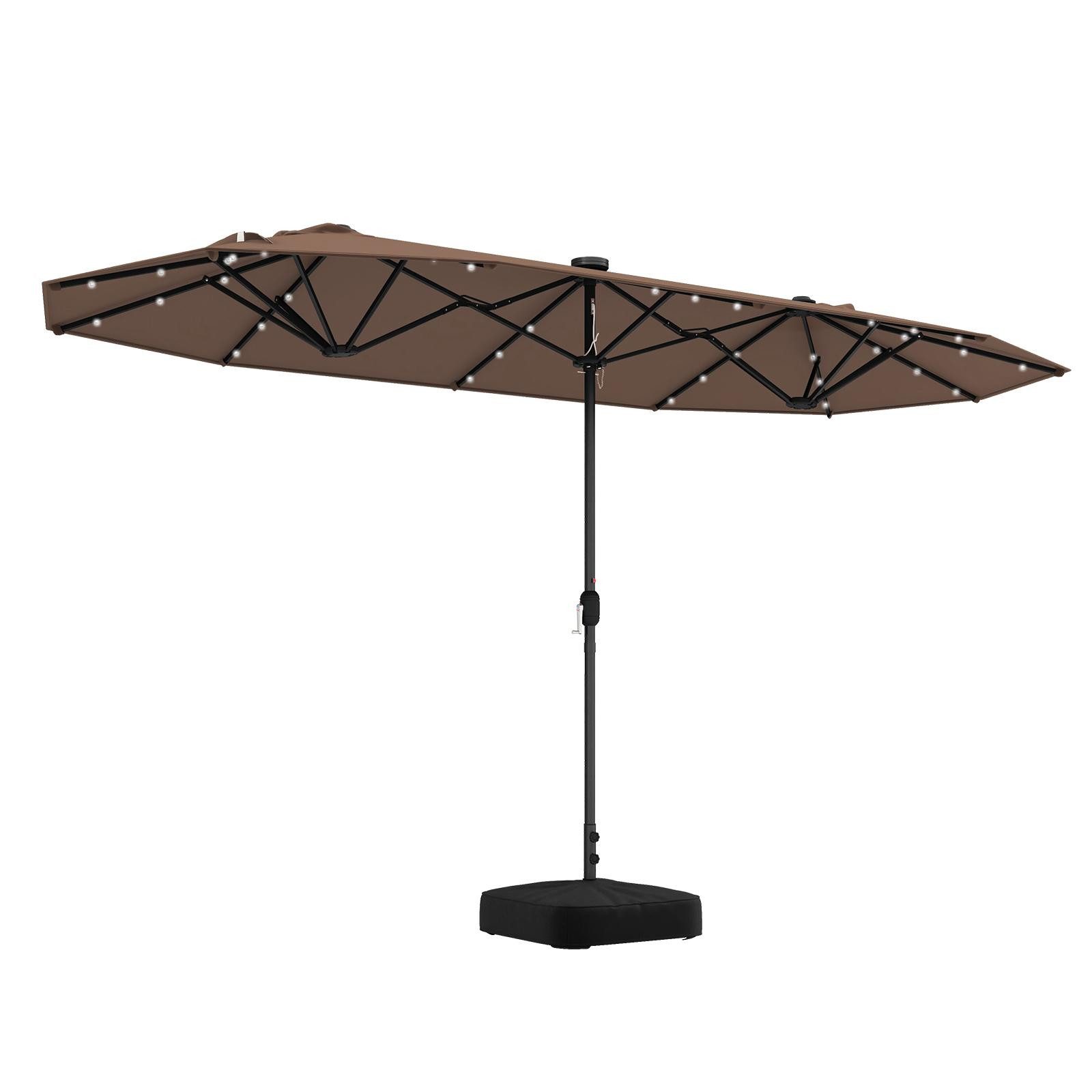 KOMFOTTEU Sonnenschirm, LED Doppelsonnenschirm mit Ständer, günstig online kaufen