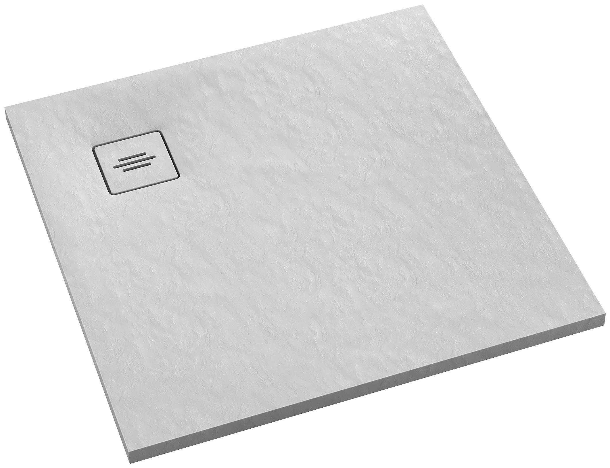 VBChome Acryl-Duschwanne 90x90 Cm – Schwarz, Mit Stone-Struktur, Inkl. Siphon