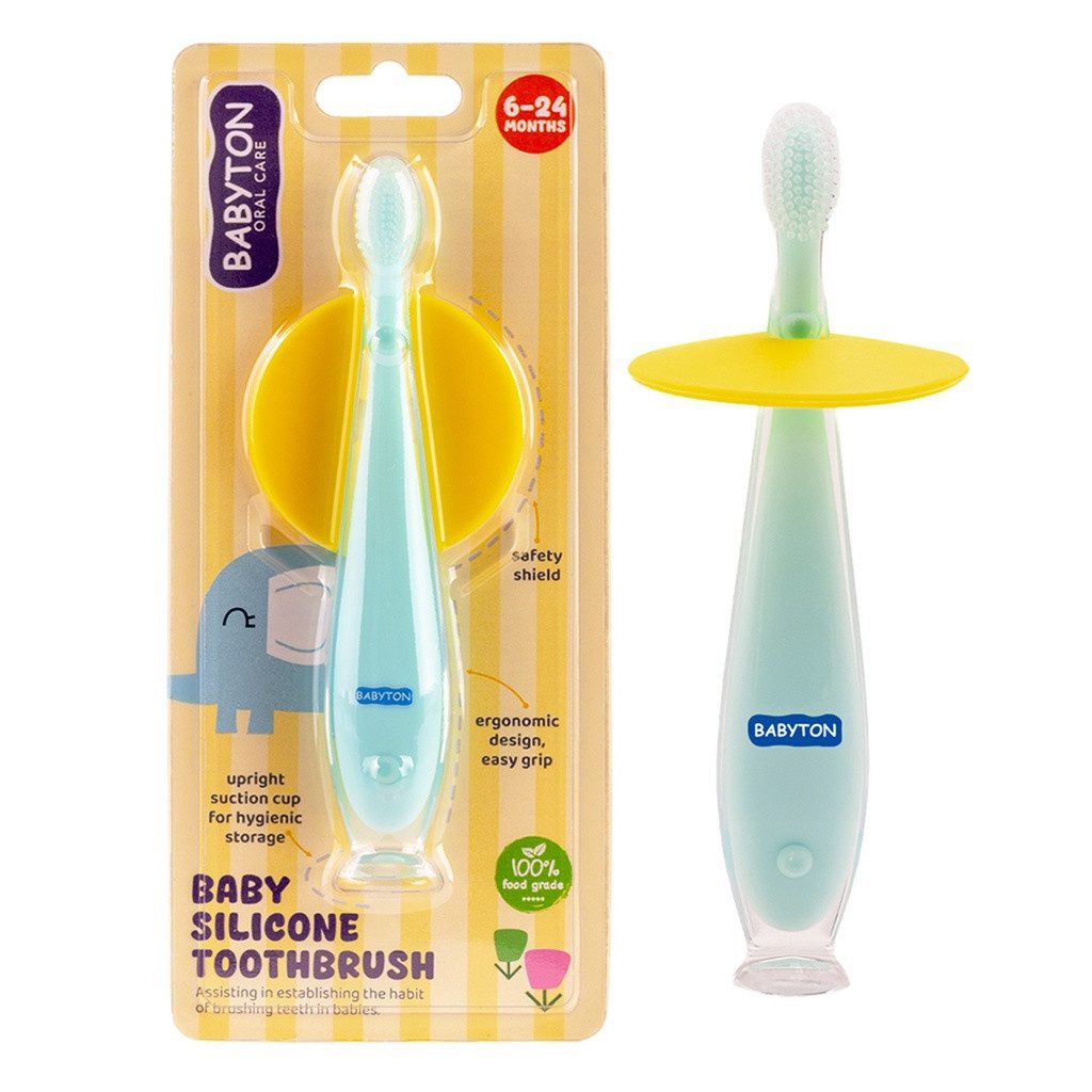 Babyton Lernzahnbürste Babyton Silikon Zahnbürste für Babys 6-24 Monate, BPA-frei & weich