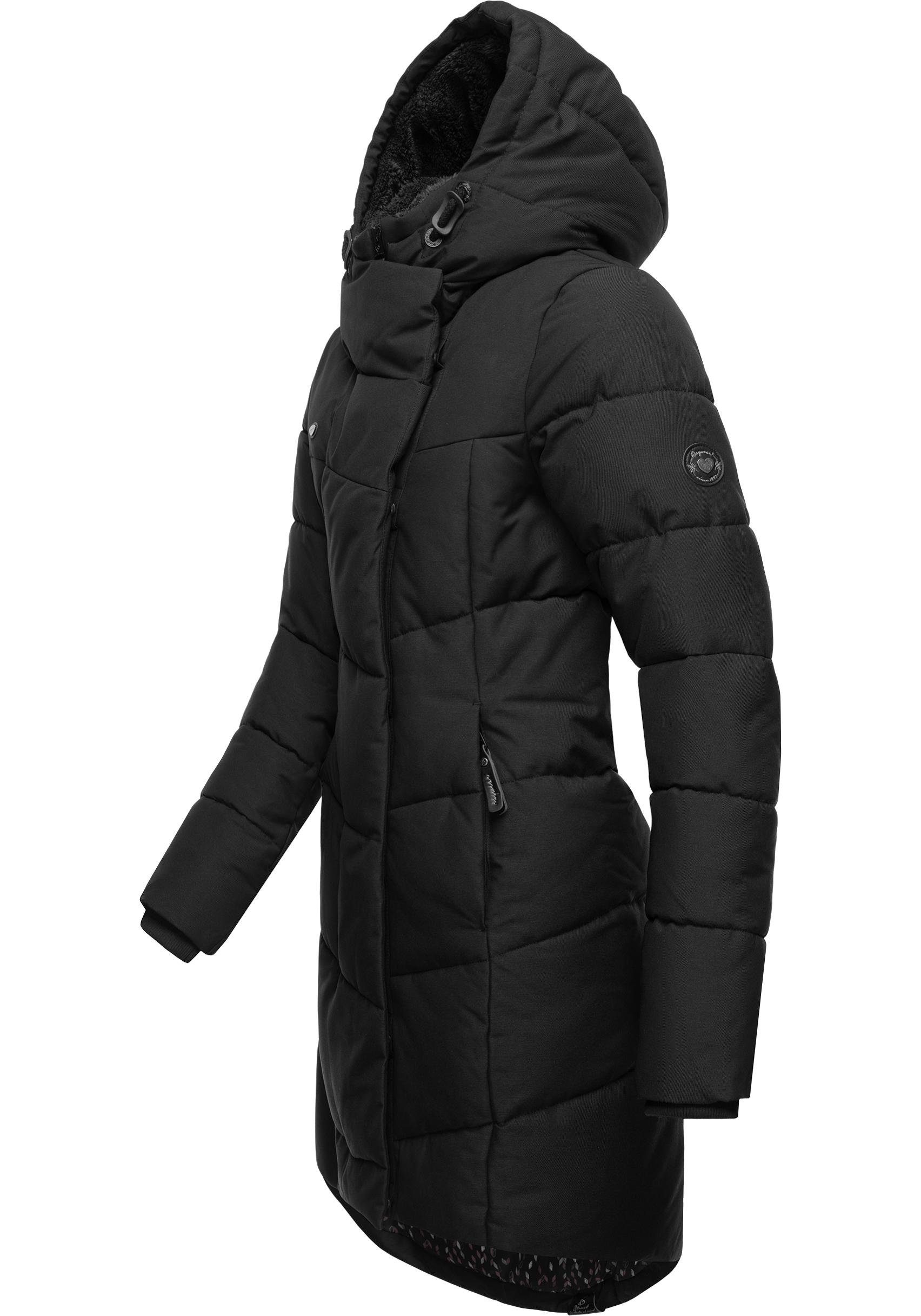 Ragwear Wintermantel Pavla stylischer Winterparka Kapuze shadow und mit Teddyfutter