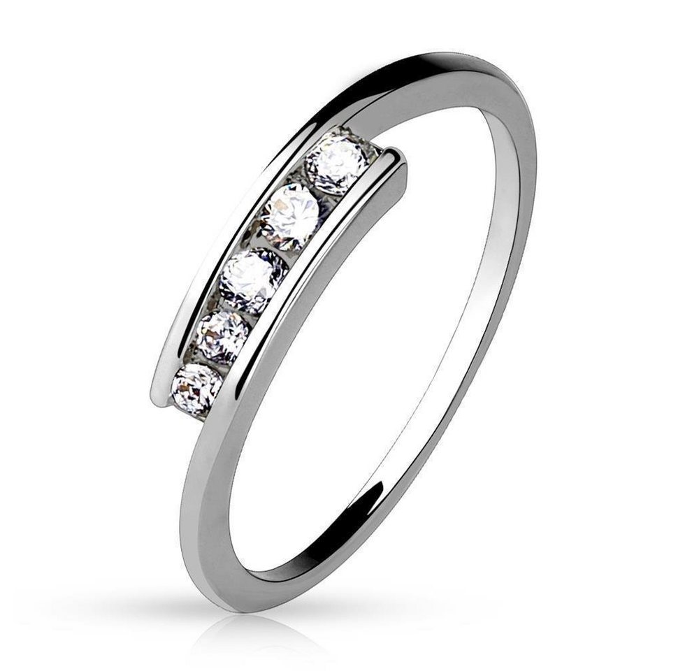 BUNGSA Fingerring 49 (15.6) Frauenring Zirkonia Stein Kristallring silber (Ring, 1-tlg), Damen Herren
