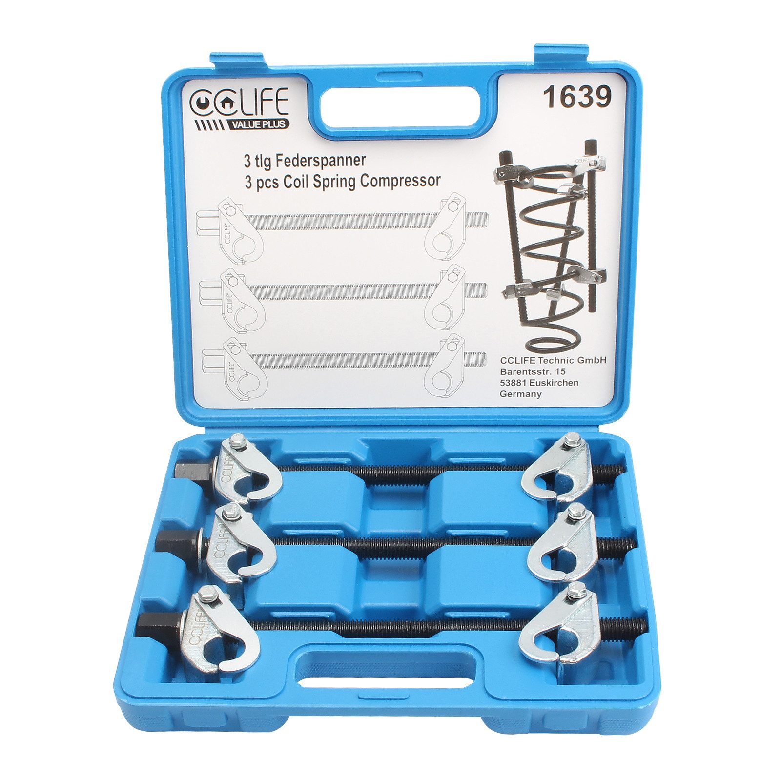 CCLIFE Montagewerkzeug 3tlg Universal Federspanner, Auto Tuning, 305MM Belastung 1,2T, B: 29 cm, L: 34 cm, (3-tlg)