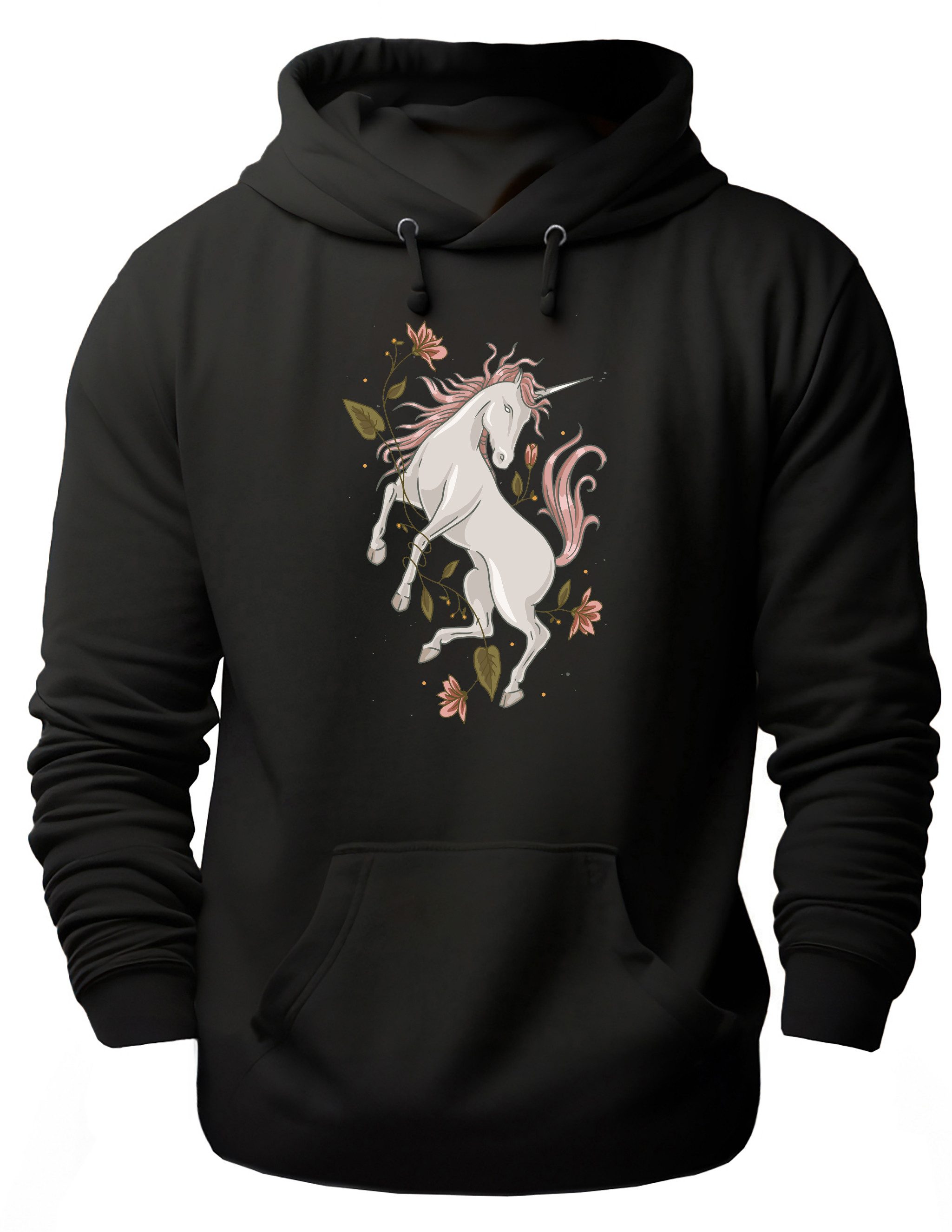 MyDesign24 Hoodie Einhorn Kapuzen Pulli Herren und Damen Kapuzensweater mit Einhorn Print i186