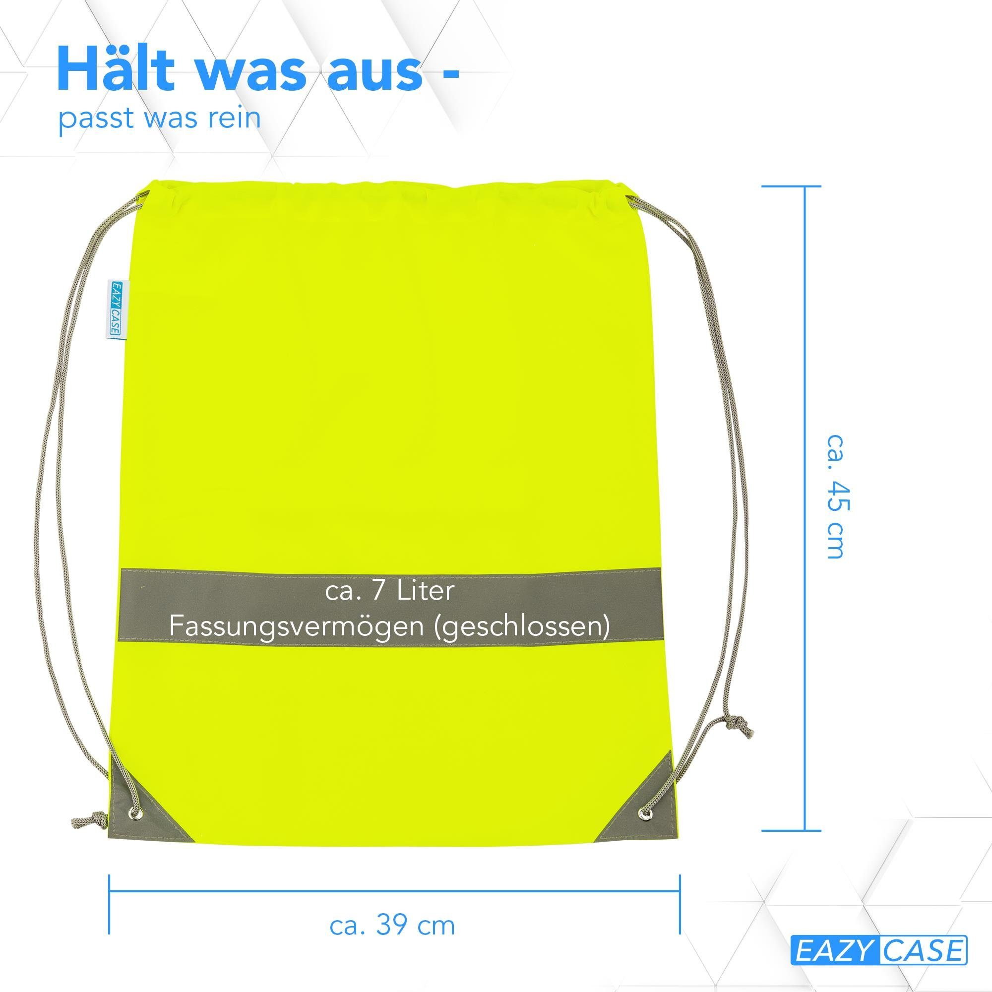 EAZY CASE Turnbeutel Turnbeutel mit Reflektoren und Tasche (mit Tasche), Sportbeutel reflektierend Reflektor Beutel Gym Tasche Kordelsack Gelb