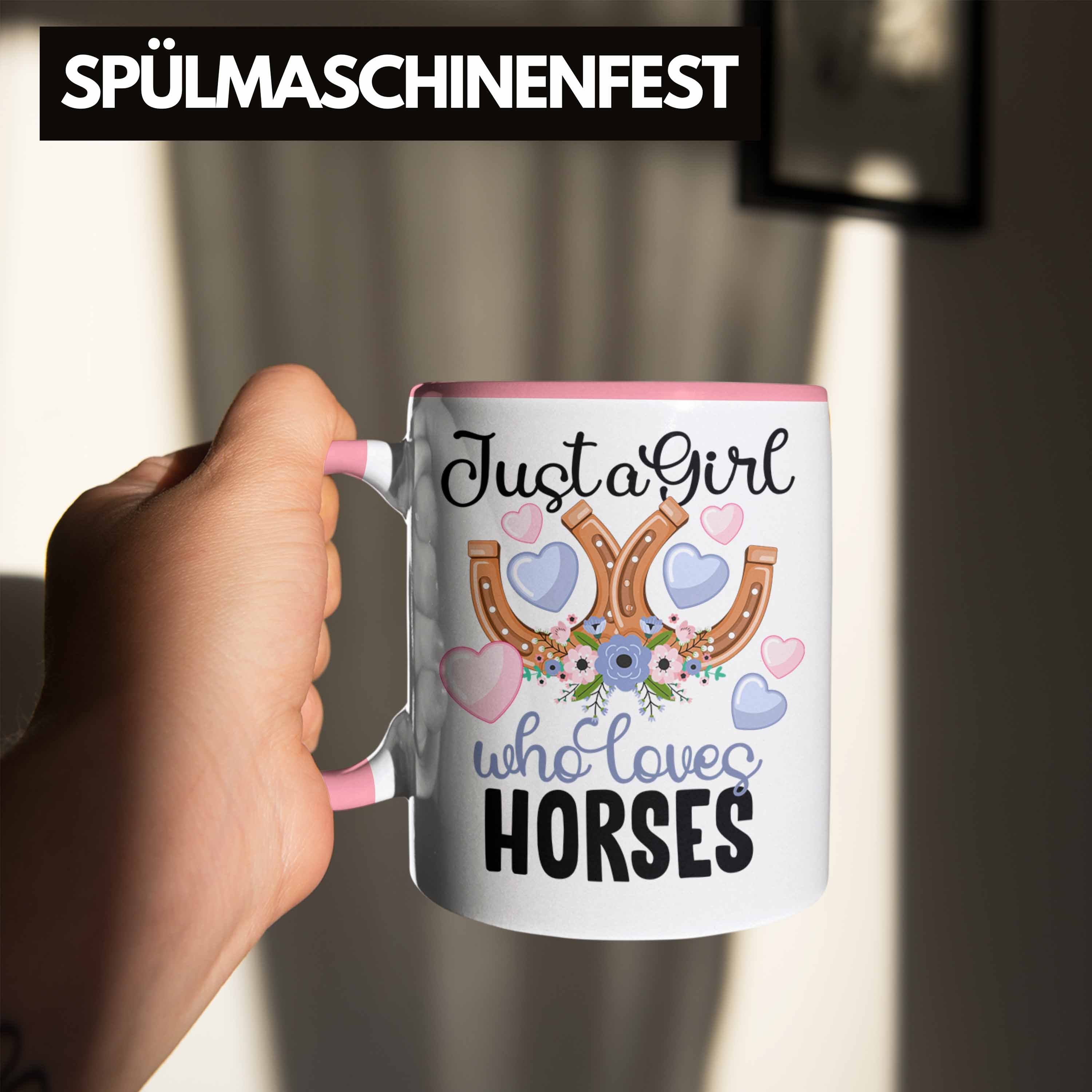 Reiterin Tasse Tasse Reiten für Geschenk Mädchen Trendation Pferde Rosa