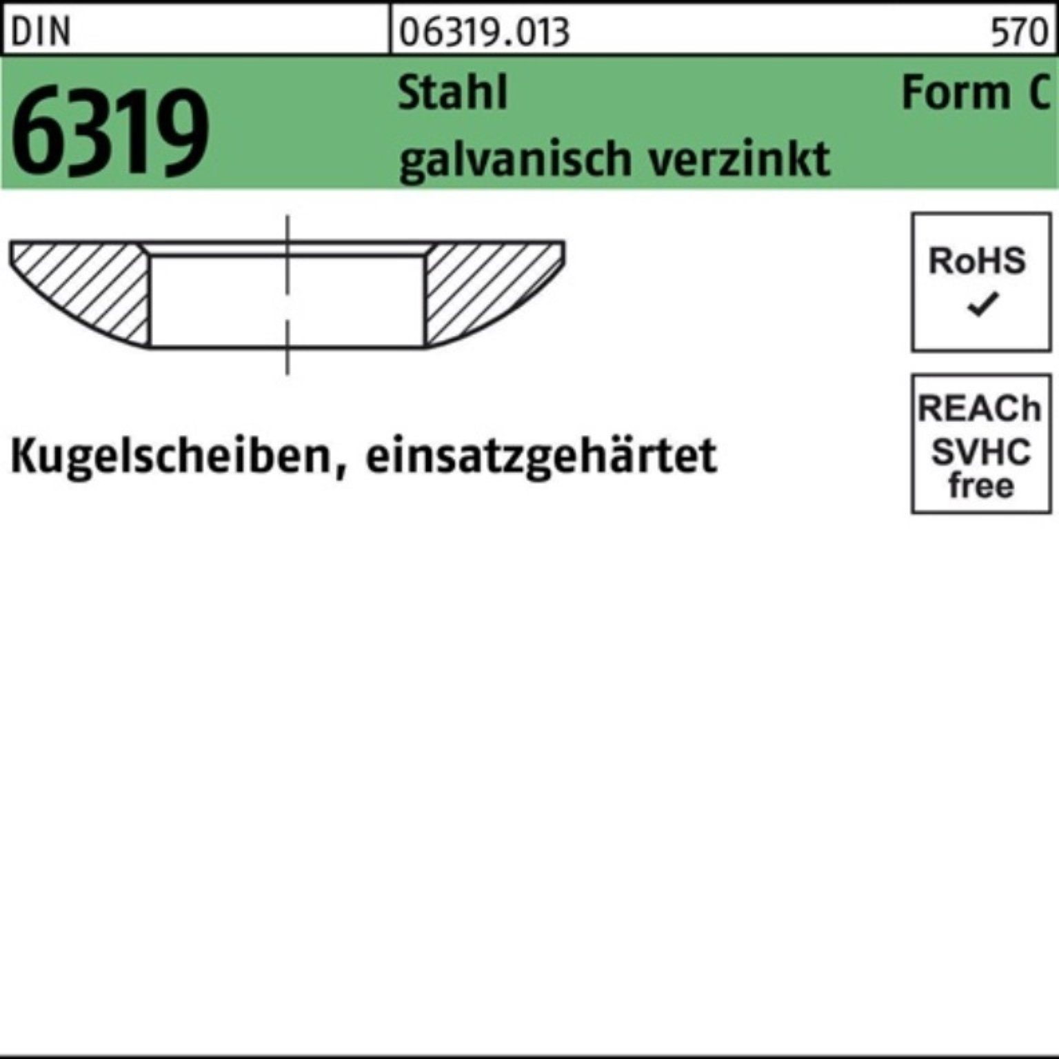 Reyher Kugelscheibe 100er Pack 063190130210000 Kugelscheibe DIN 6319 Form C C 21 x36 x 6,3