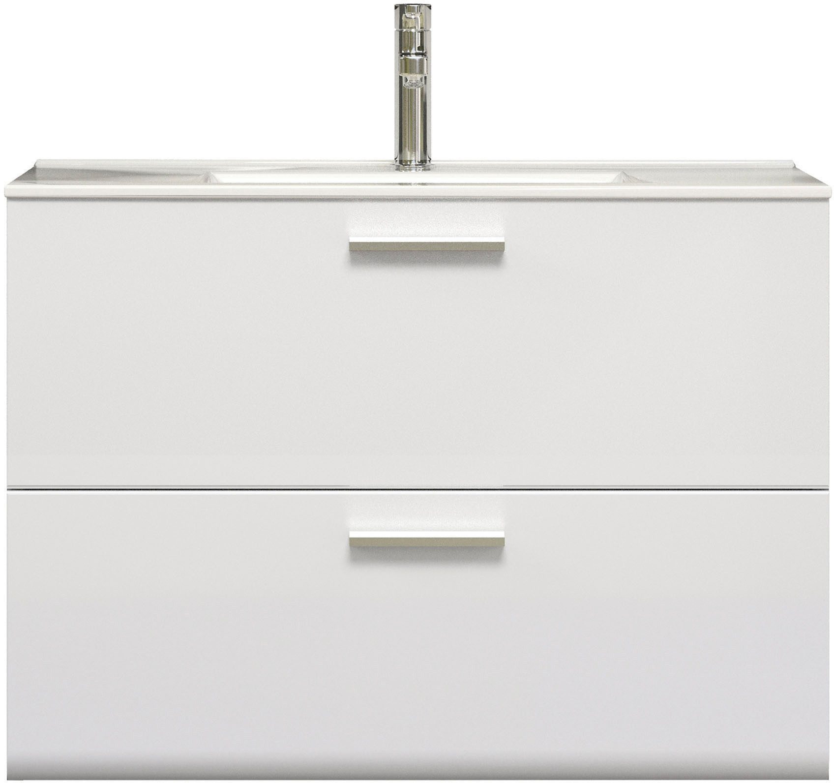 welltime Waschbeckenunterschrank Ravenna Breiter Hänge-Waschbeckenunterschrank mit Einsatzwaschbecken
