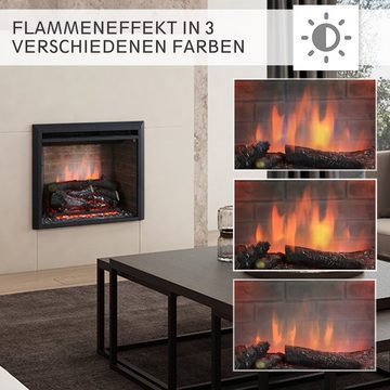 RICHEN Elektrokamin Calida, Einbaukamin mit Heizung 2000W, Einbaukamin 3D-Flammeneffekt Knister-Sound 2000W