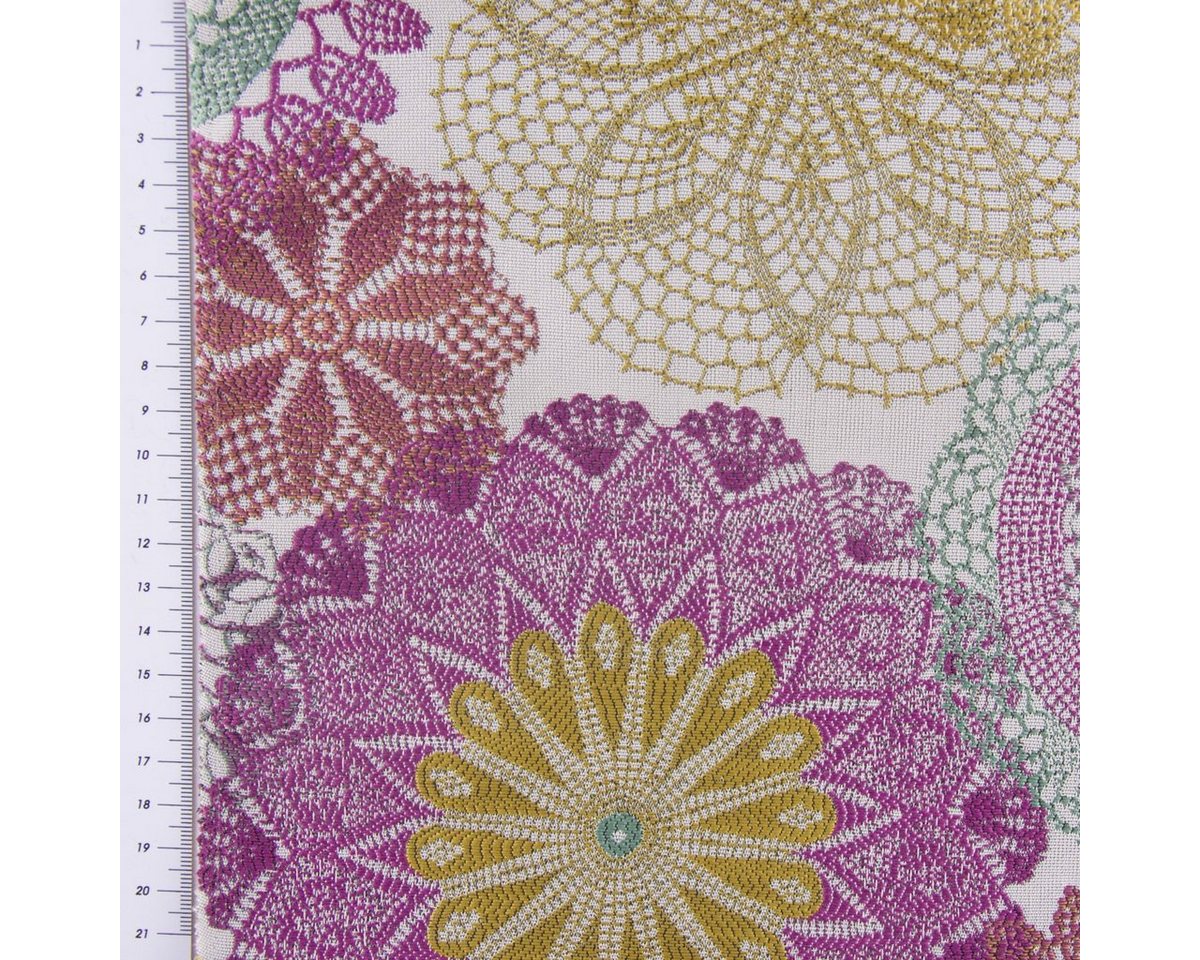 Thumbnail - Stoff Möbelstoff Polsterstoff Doily Mandala Blumen pink