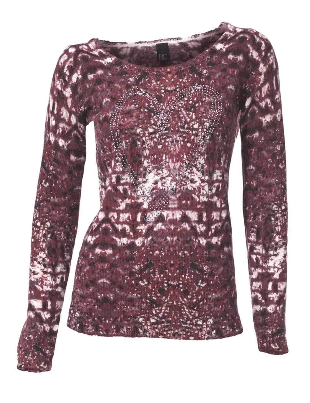 Wickelpullover Heine - Best Connections Damen Pullover, bordeaux mit Strass