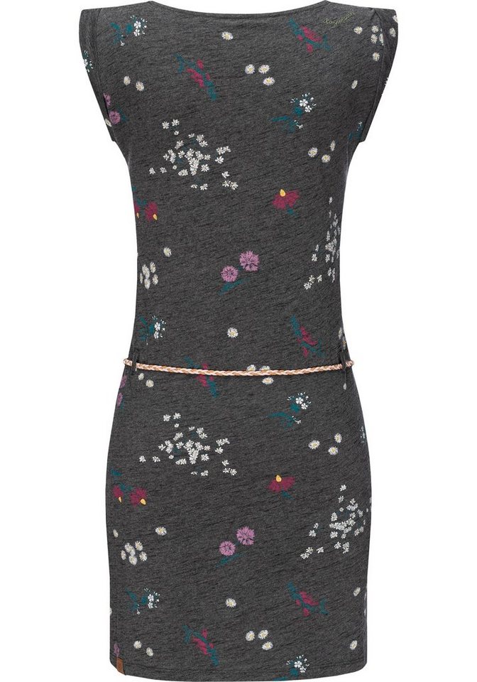 Ragwear Jerseykleid Tamy Flowers stylisches Shirtkleid mit floralem Print,  Baumwollkleid mit kurzen Ärmeln und Bindeband an der Taille