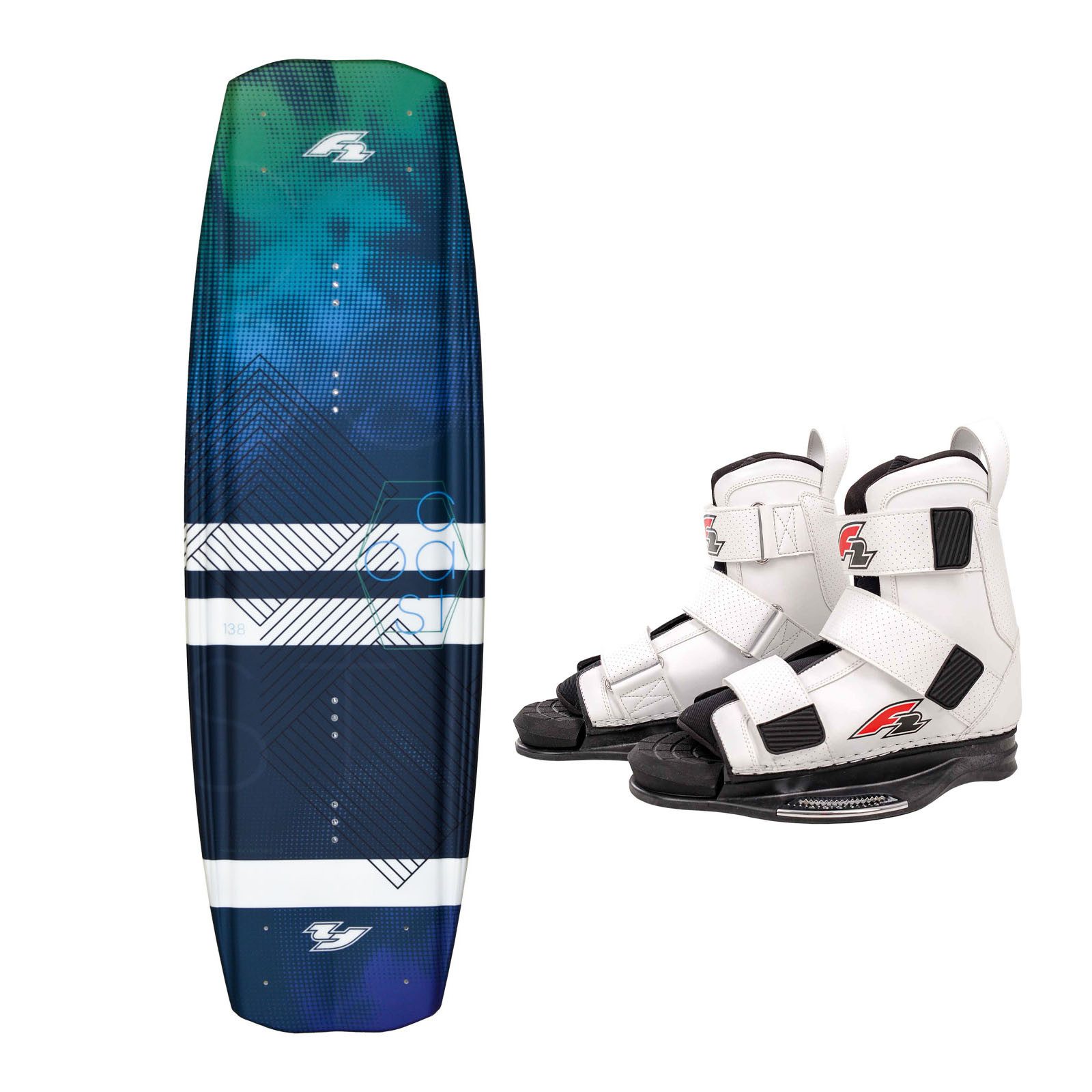Wakeboard F2 Set Wakeboard Coast Ocean 144cm mit Wakebindung Team Boot L/XL