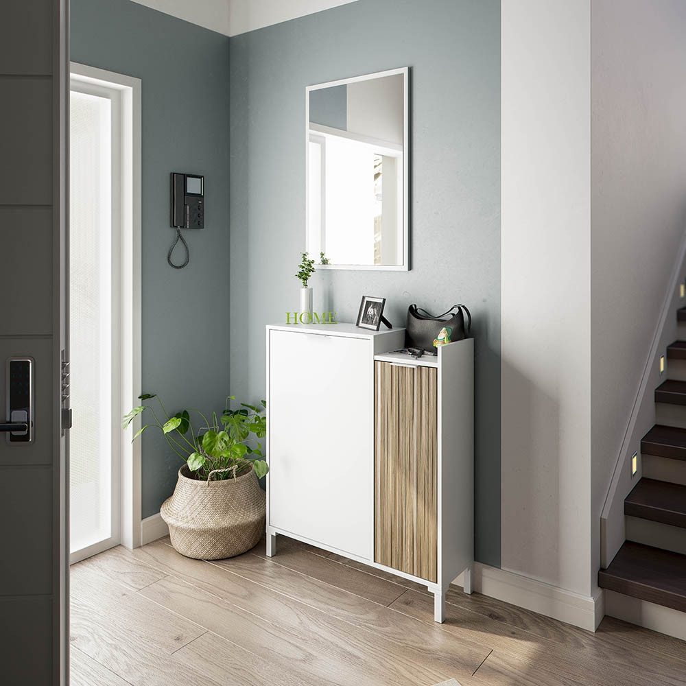 FORES HABITAT Garderoben-Set in Artik-Weiß/Natur - 77x91x24 (BxHxT) günstig online kaufen