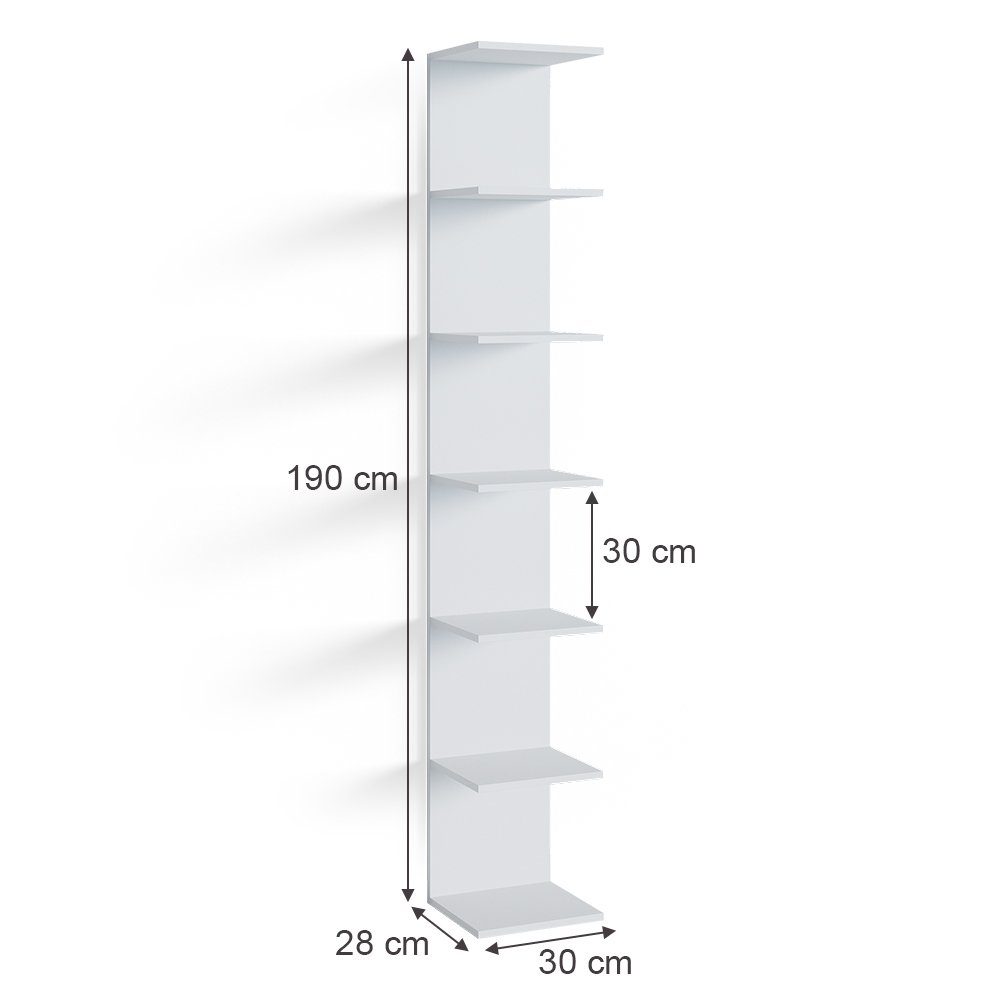Vicco Bücherregal Paolo, Weiß, 28 x 190 cm 2er Set, 2-tlg.