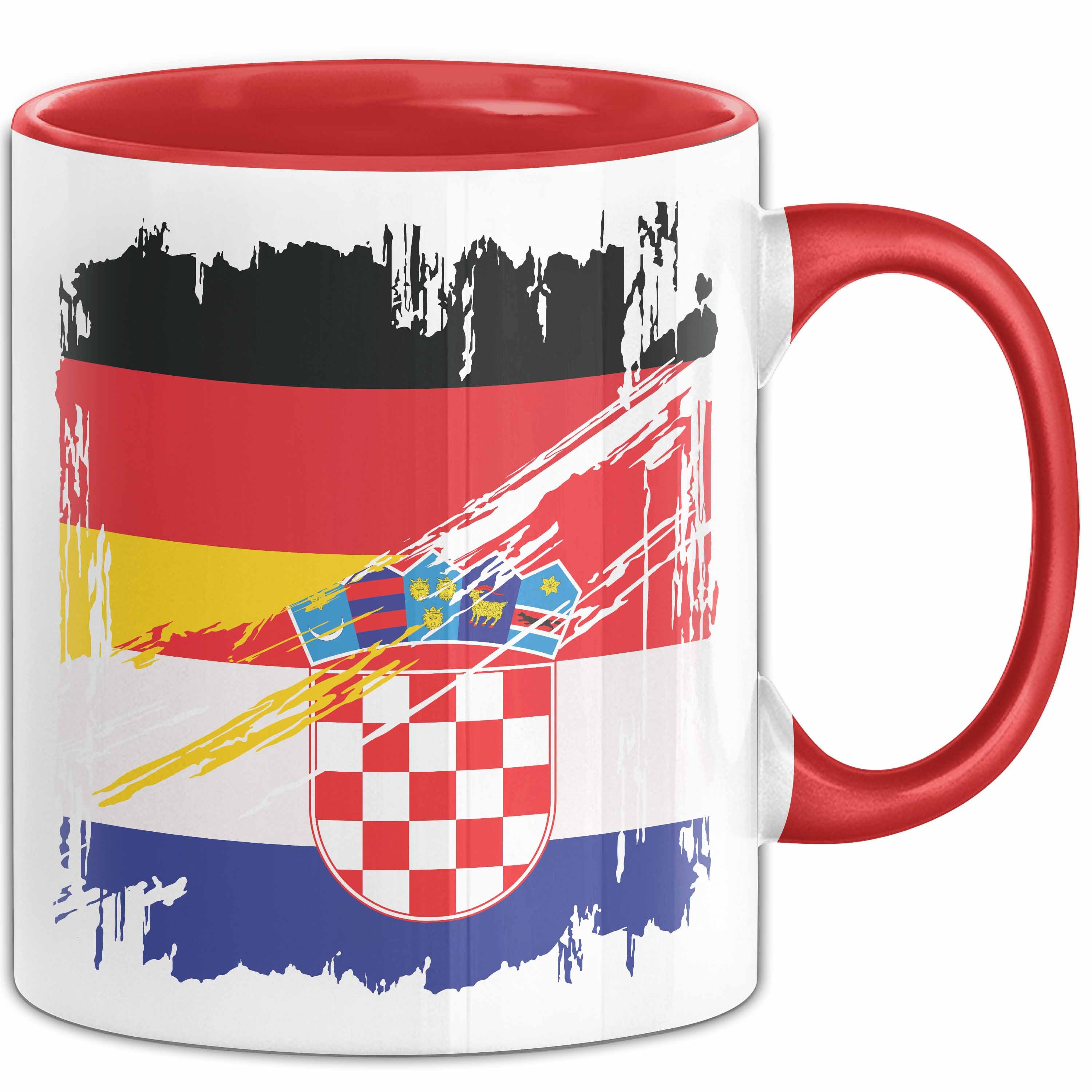 Trendation Tasse Kroatien Deutschland Flagge Halb Deutscher Halb Kroate Fußball Germany