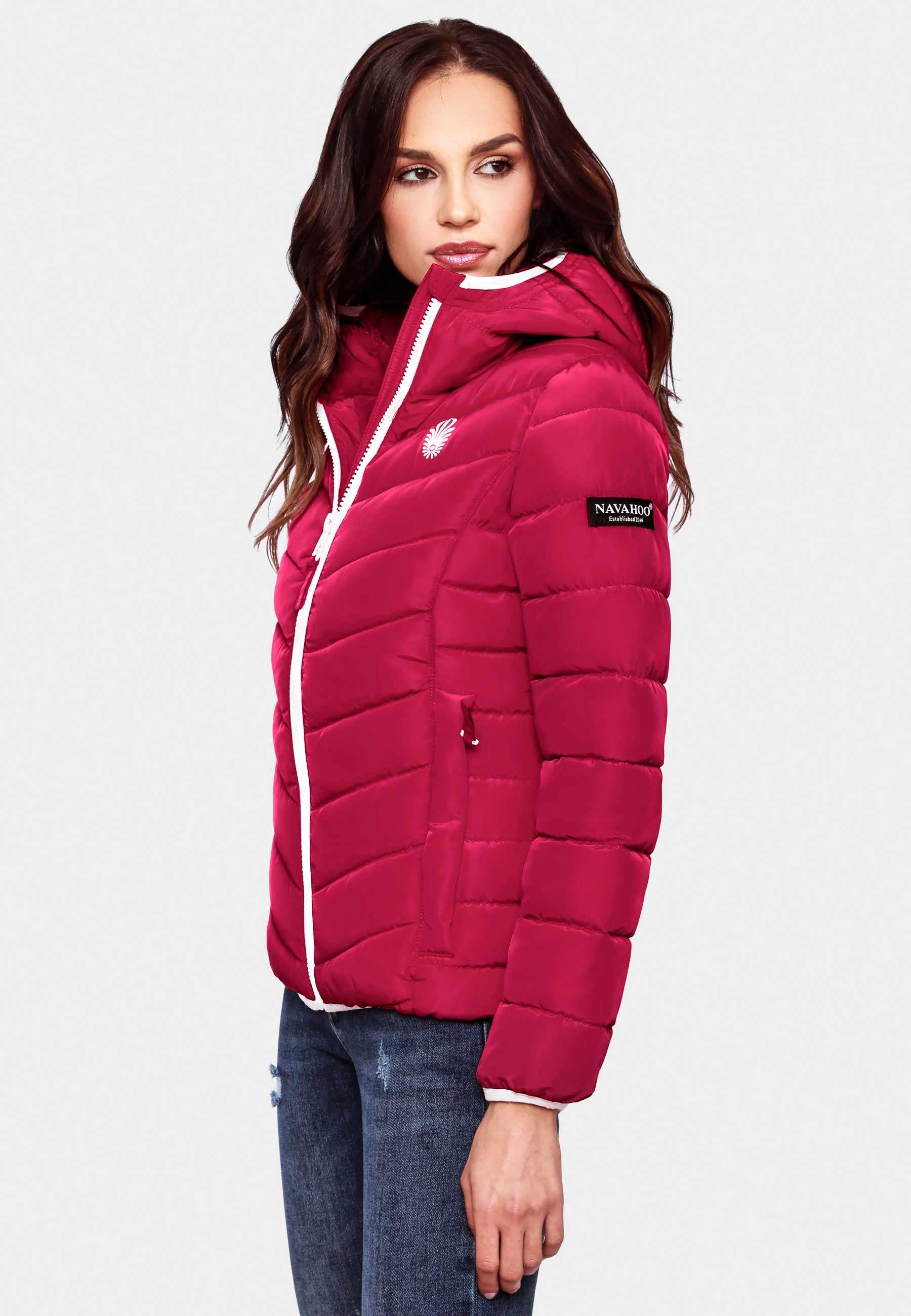 Navahoo Steppjacke Elva stylische Damen Kapuze Winterjacke mit fuchsia