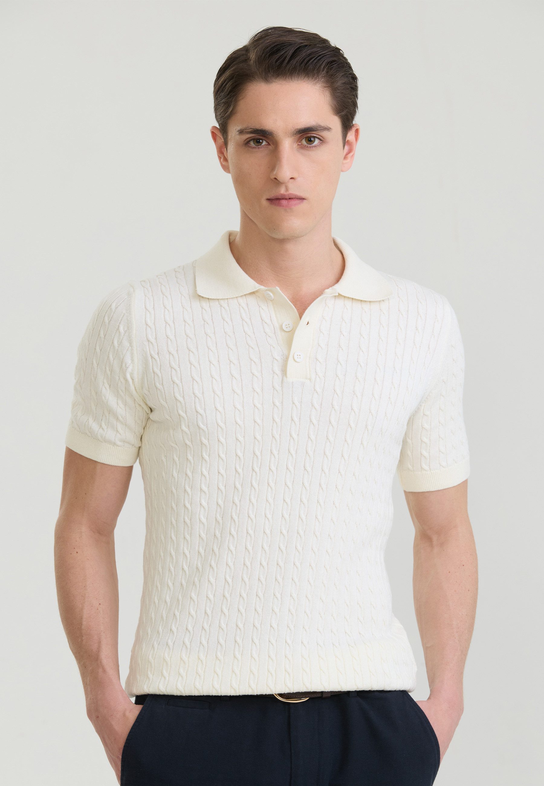 Felix Hardy Poloshirt Polo Shirt Kurzarm mit Zopfmuster