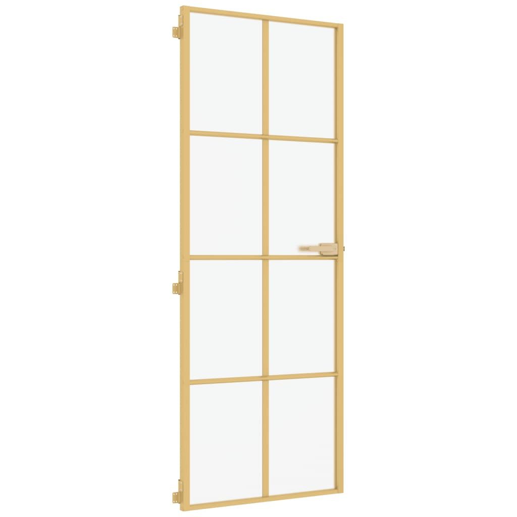 vidaXL Zimmertür, Innentür Schlank Golden 76x201,5 cm Hartglas und Aluminium