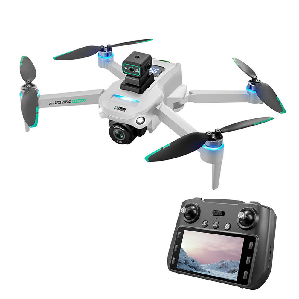 Insma GPS RC Quadrocopter FPV Drohne (mit 5,9" LCD Bildschirm Dual HD Kamera, Faltdesign, LED-Beleuchtung, bürstenlos, Aufbewahrungstasche und 2 Akkus)
