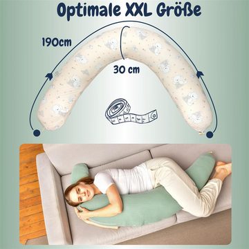 SEI Design Stillkissen Seitenschläferkissen XXL Babynest - Baby Erstausstattung Neugeborene, Kissen XXL 190x30 cm, Bezug 100% Baumwolle